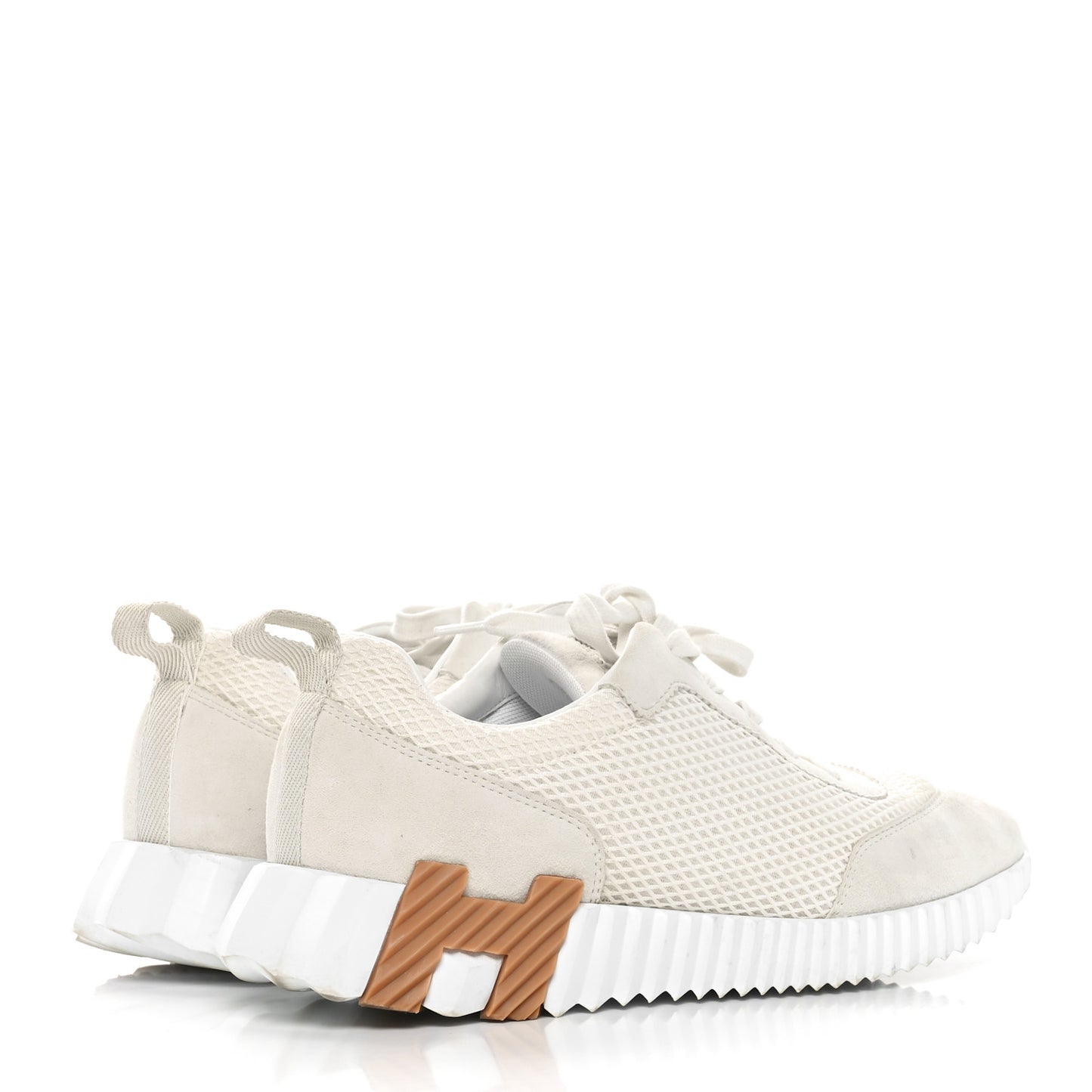 Graphic Mesh Suede Goatskin Bouncing Sneakers 39 White