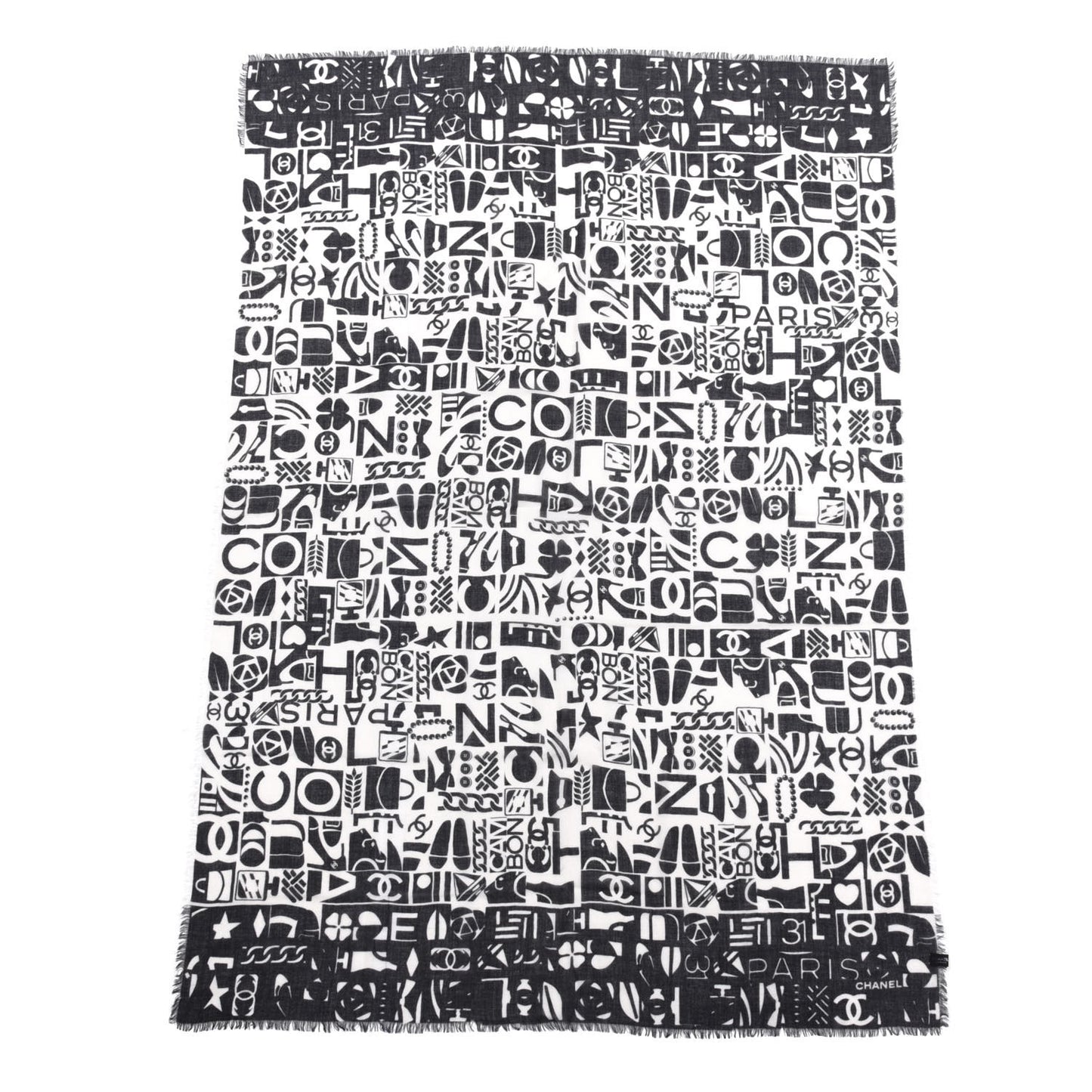 Cashmere Silk Scarf Shawl Black White
