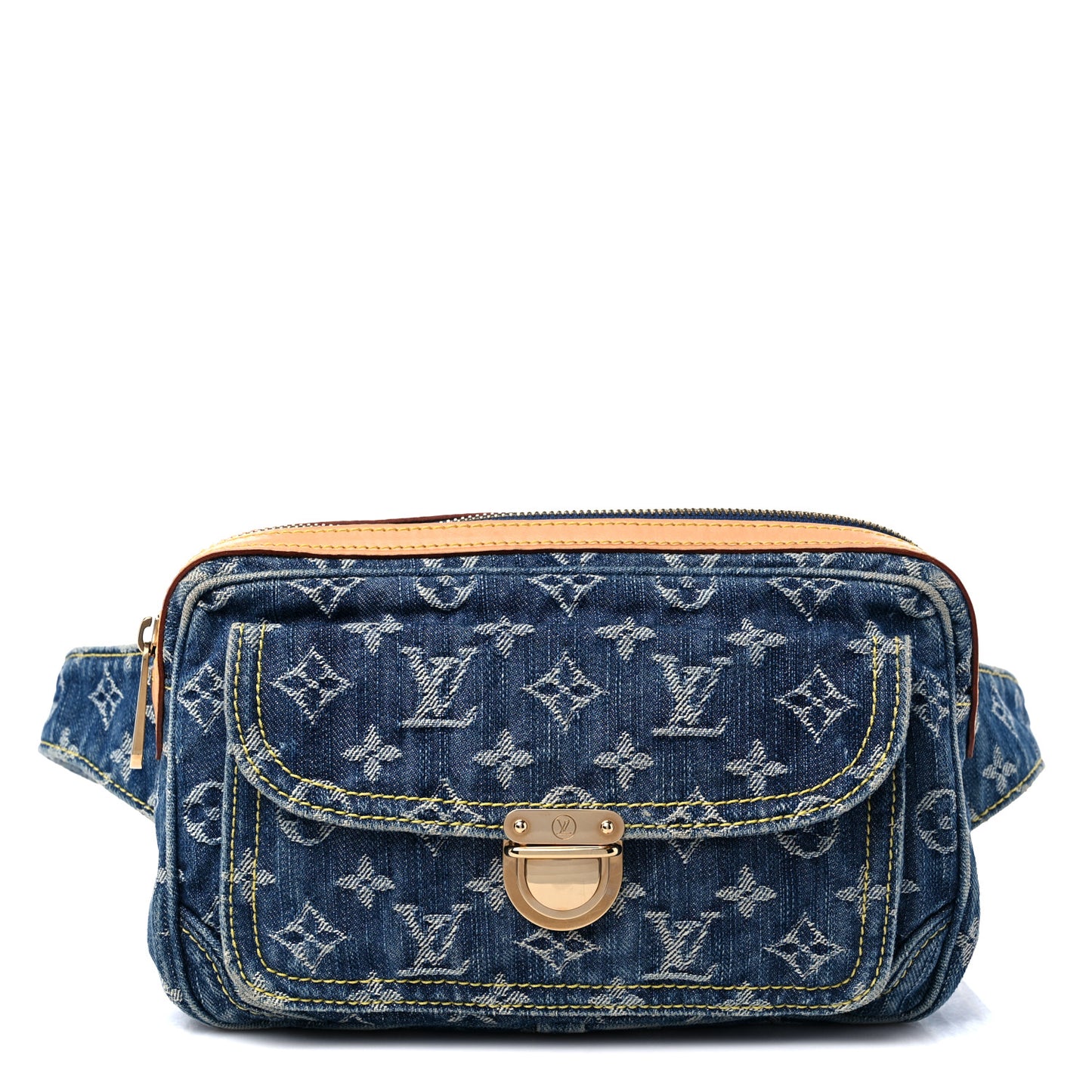 Monogram Denim Bum Bag Blue