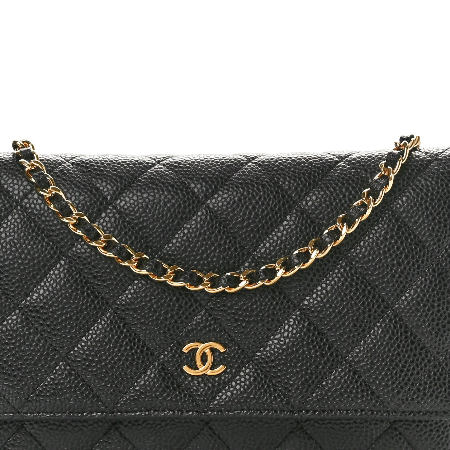 Caviar Quilted Wallet on Chain WOC Black