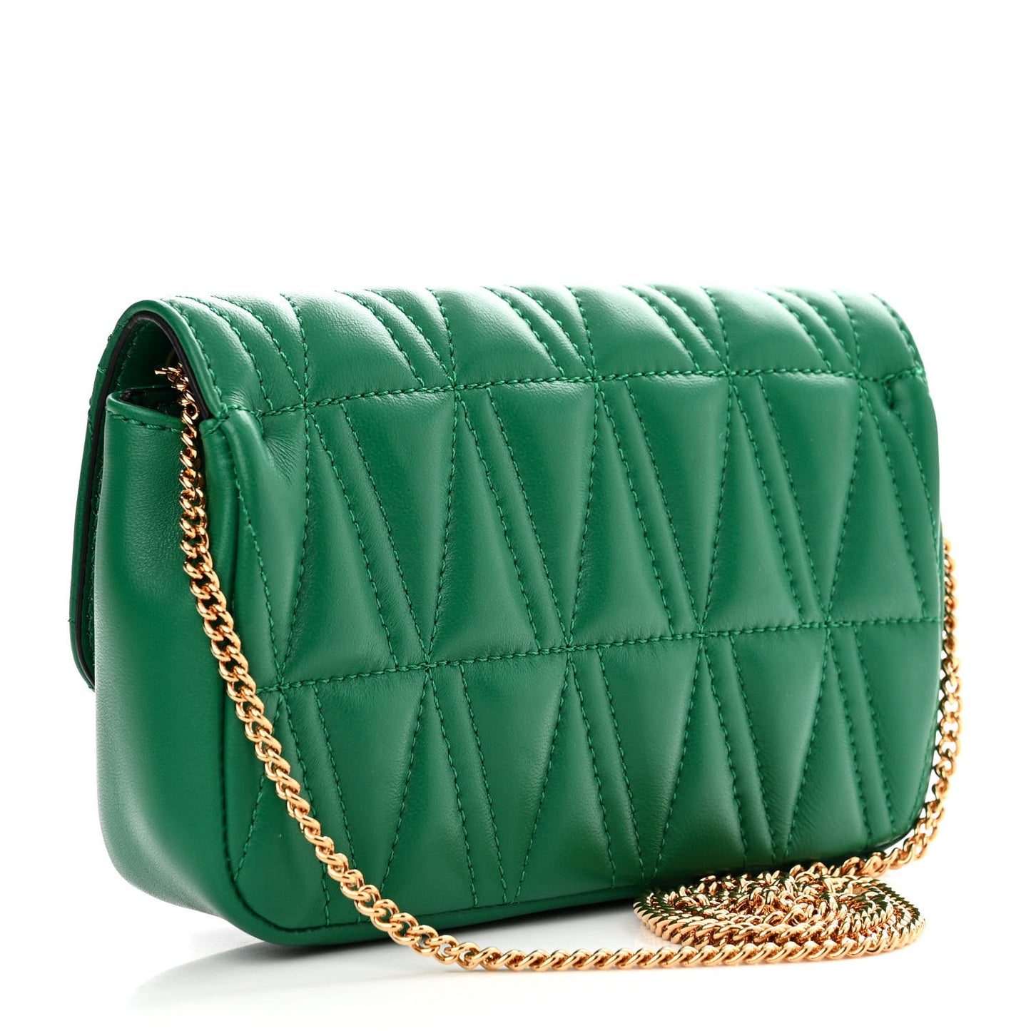 Nappa Quilted Virtus Evening Bag Green