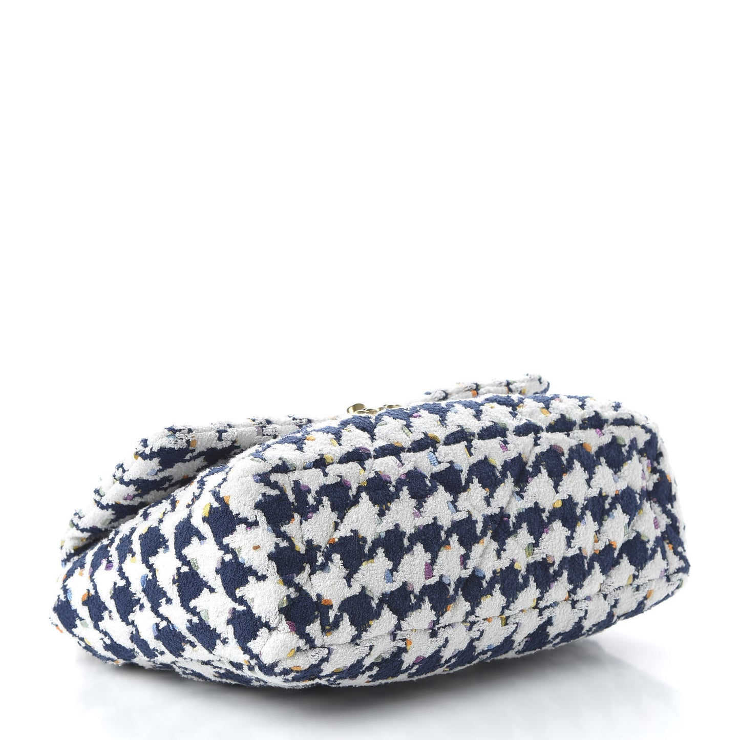 Tweed Quilted Large 19 Flap Ecru Navy Blue Multicolor