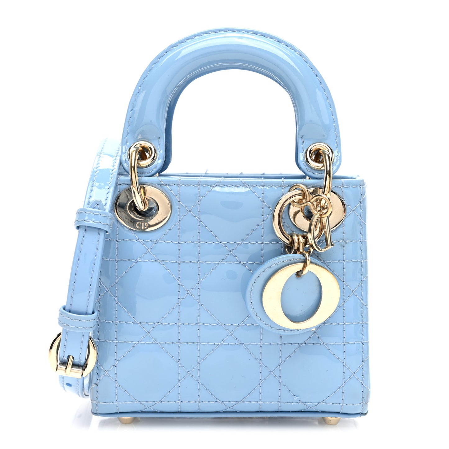Patent Cannage Micro Lady Dior Cornflower Blue