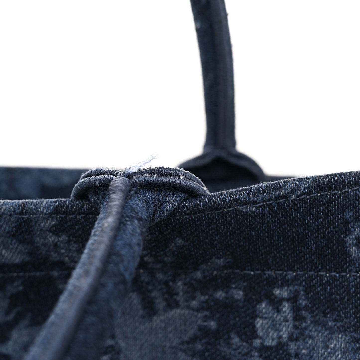 Denim Flowers Embroidered Medium Book Tote Blue