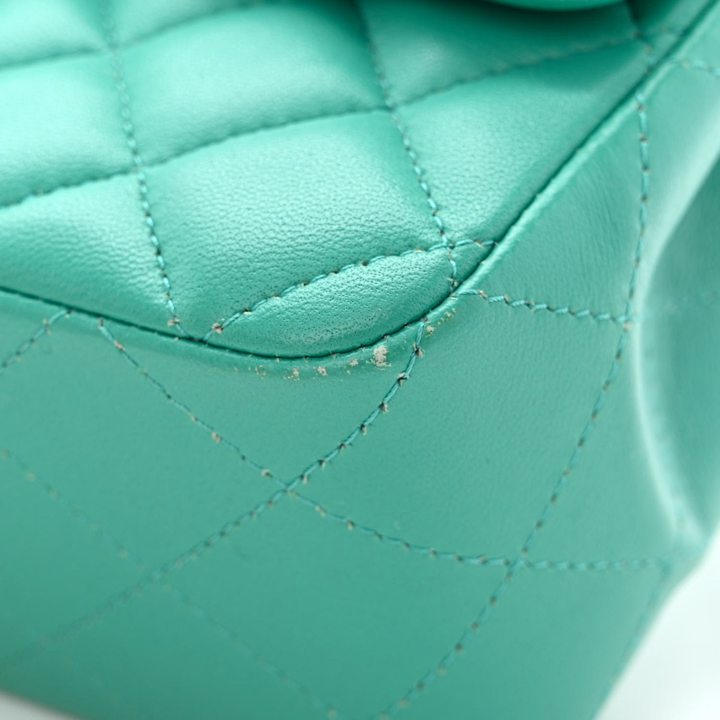 Lambskin Quilted Mini Rectangular Flap Turquoise