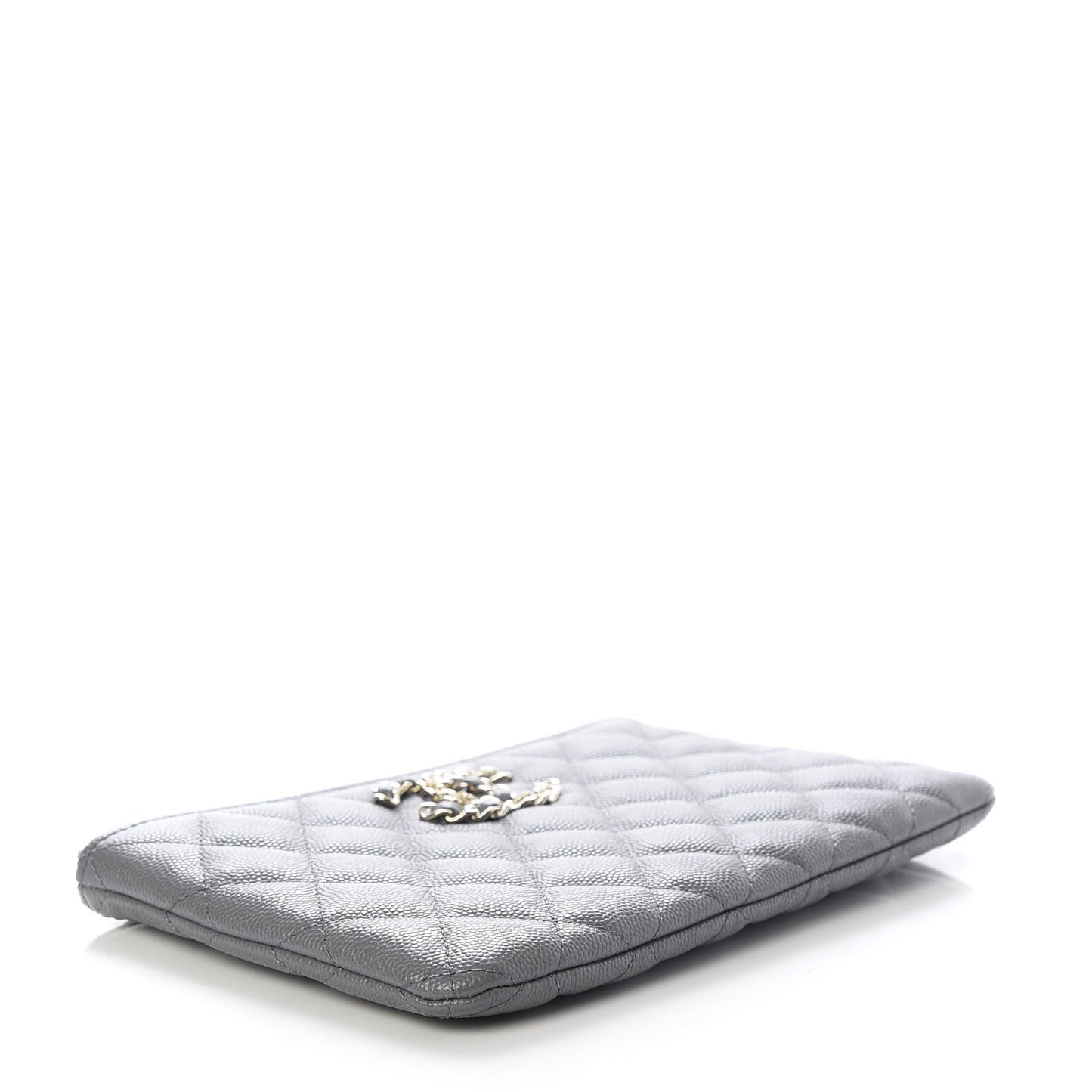 Caviar Quilted French New Wave Small CC Pouch Grey