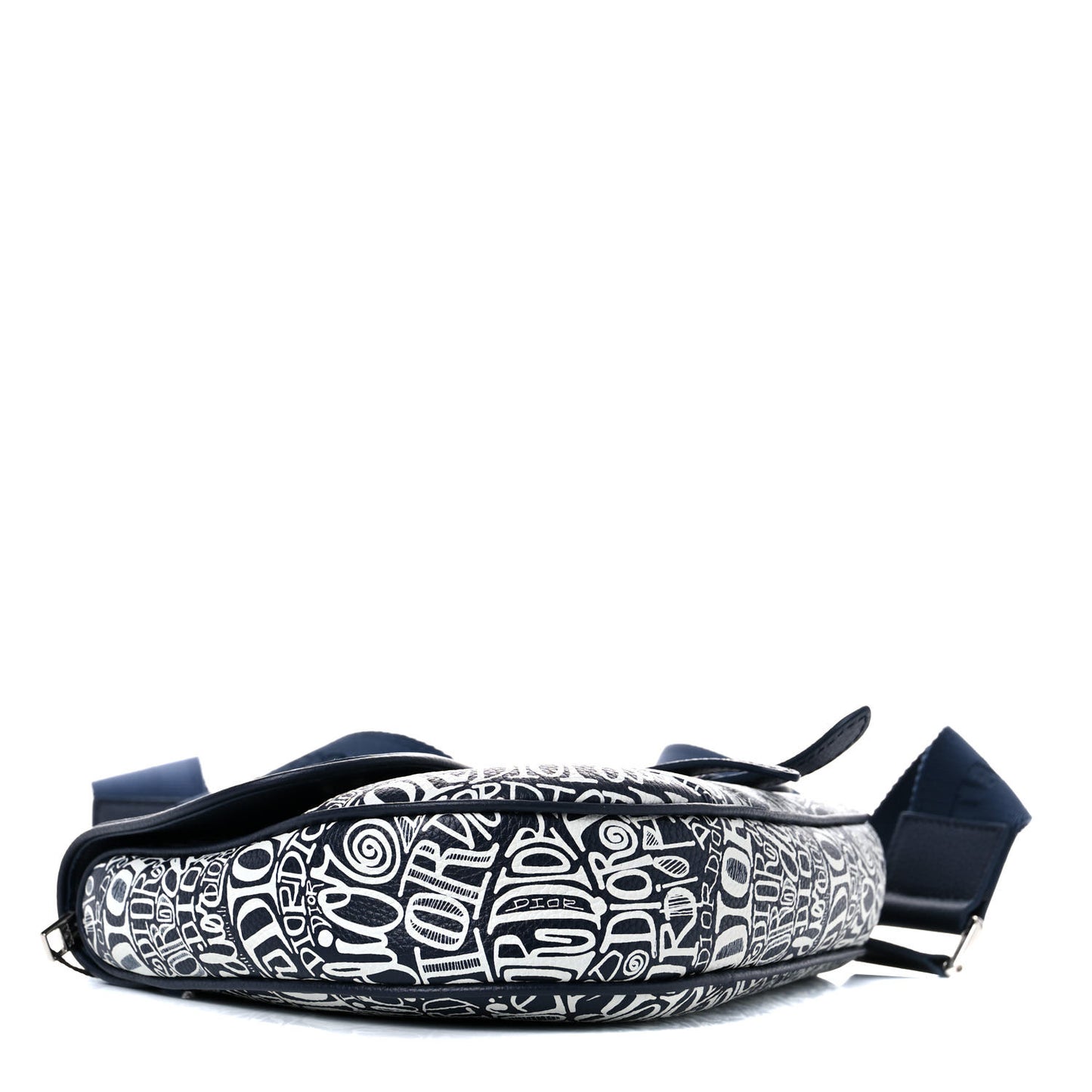 X SHAWN STUSSY Grained Calfskin Printed Mens Saddle Bag Navy Blue
