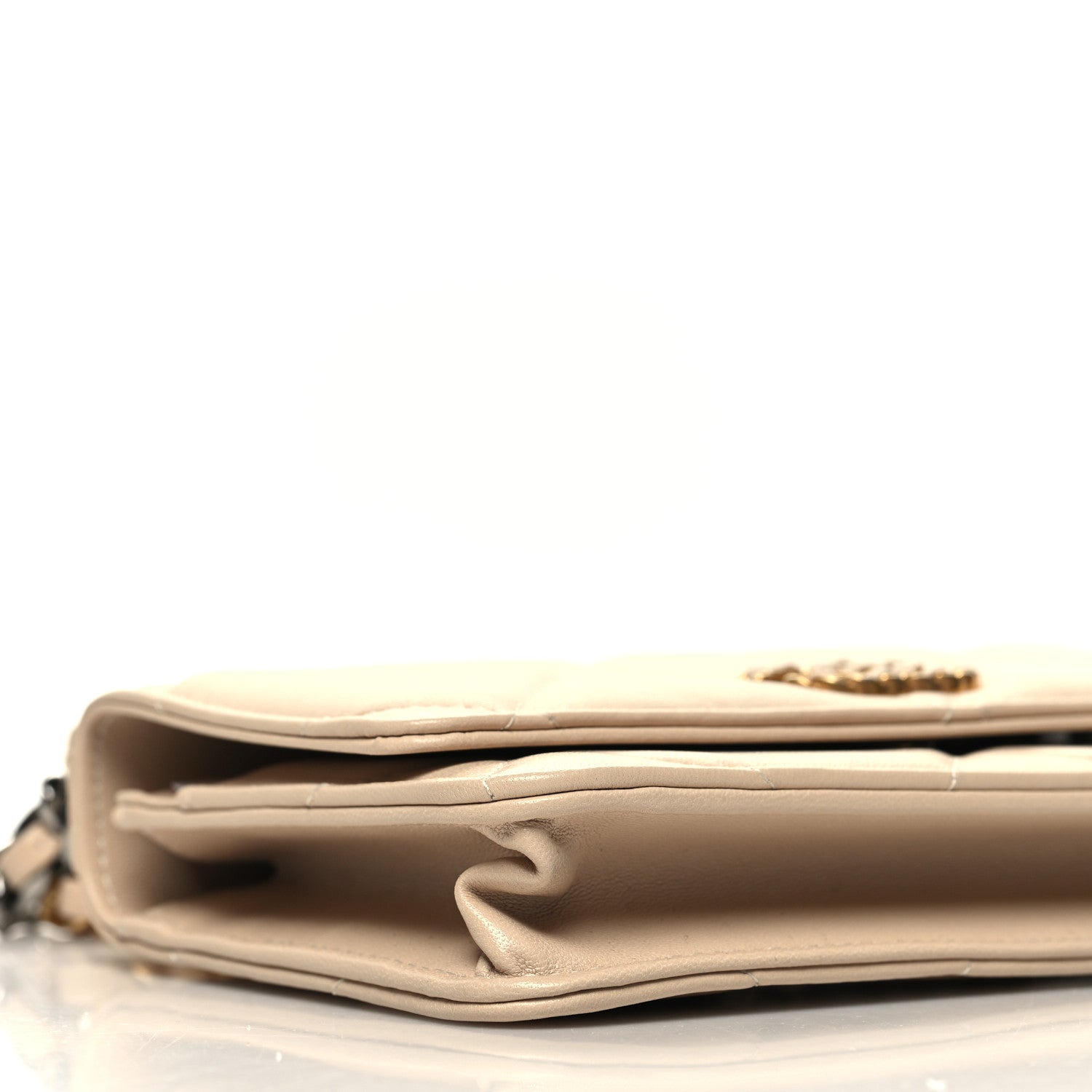 Chanel Lambskin Quilted Chanel 19 Wallet On Chain WOC Beige 10 of 12