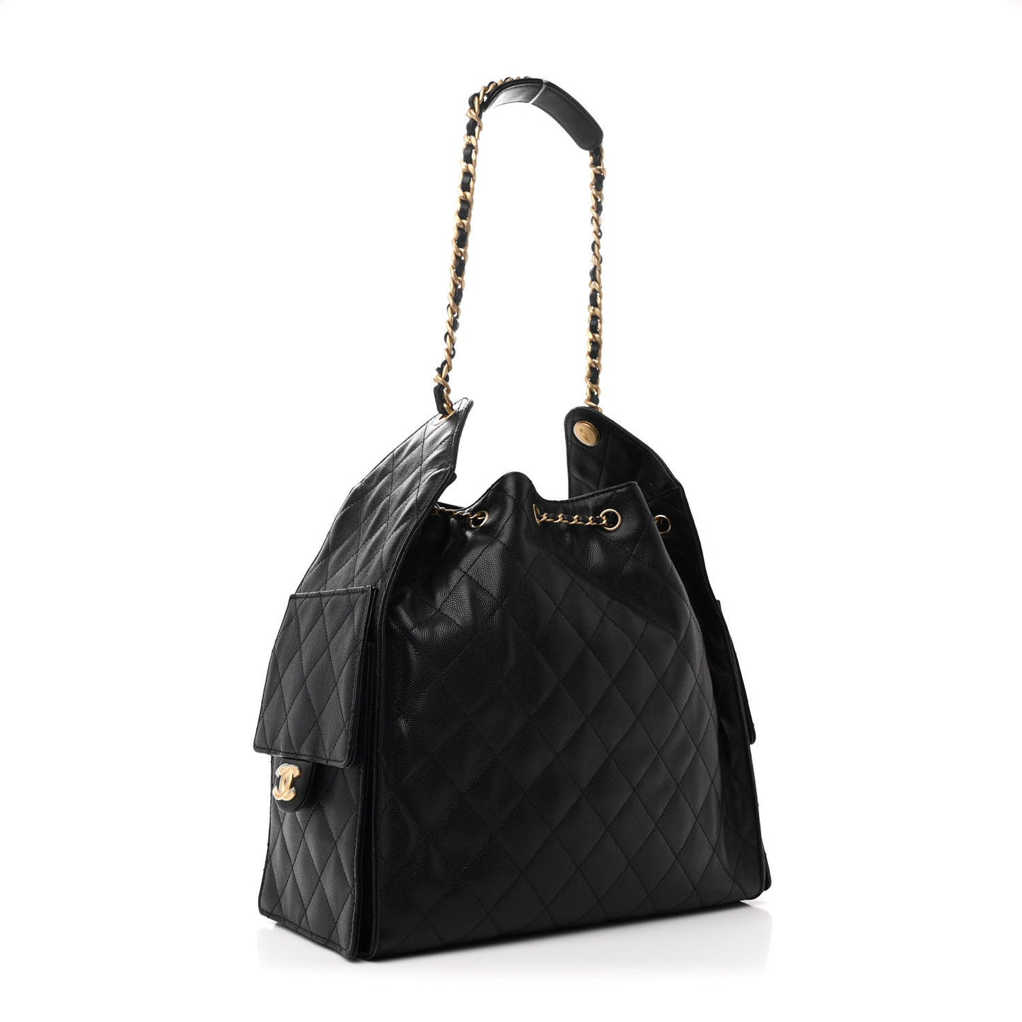 Caviar Quilted Medium Chanel 25 Handbag Black
