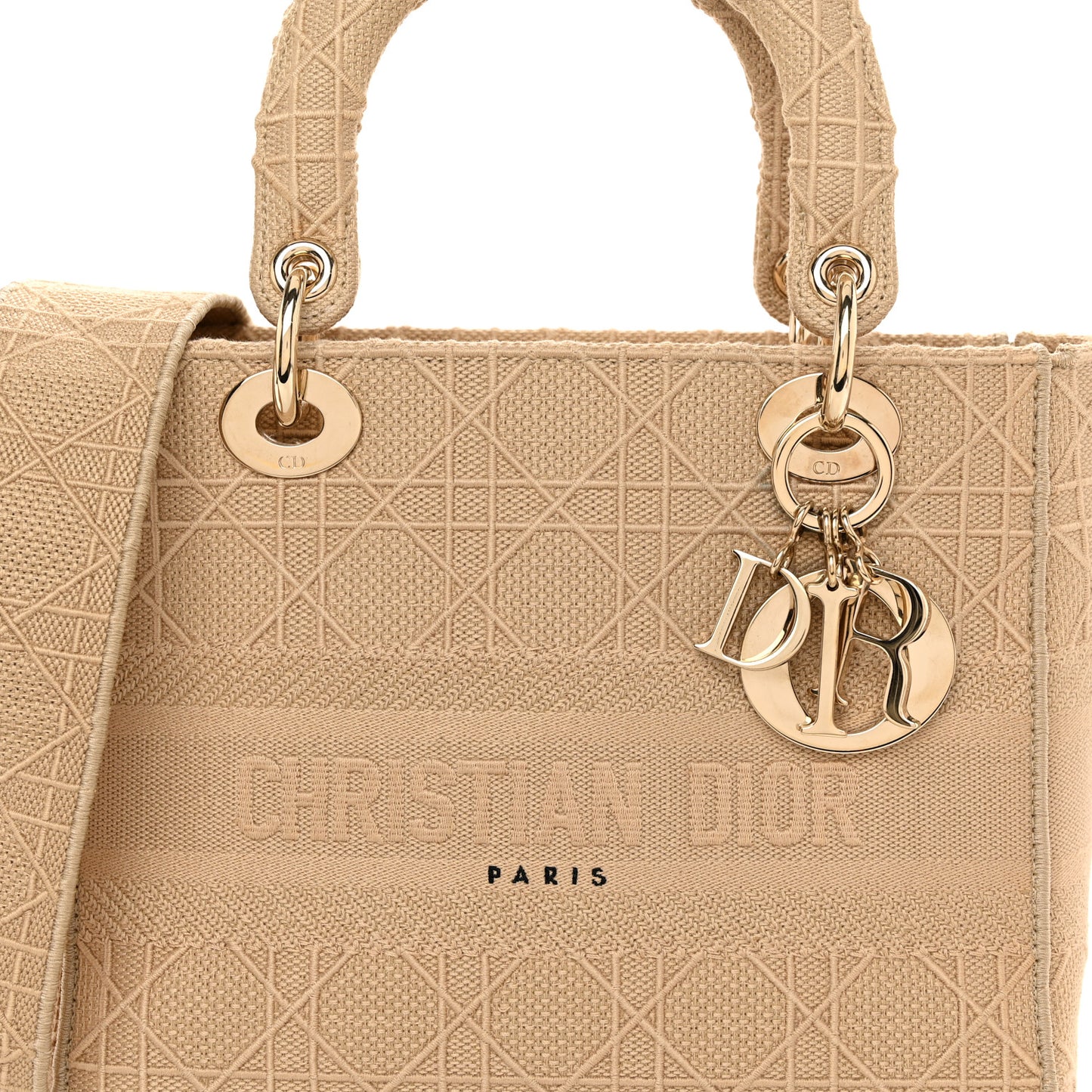 Canvas Embroidered Medium Lady D-Lite Beige