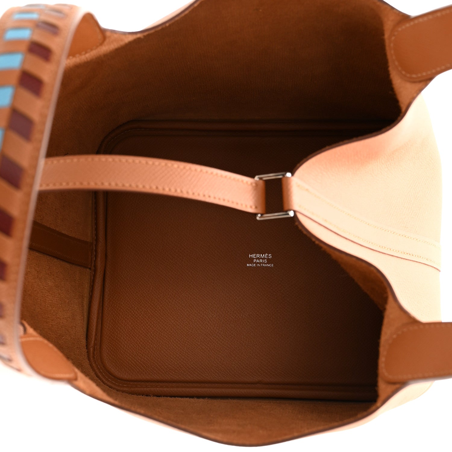 Hermes Epsom Tressage De Cuir Picotin Lock 22 MM Gold Bleu Du Nord Rouge H 5 of 10