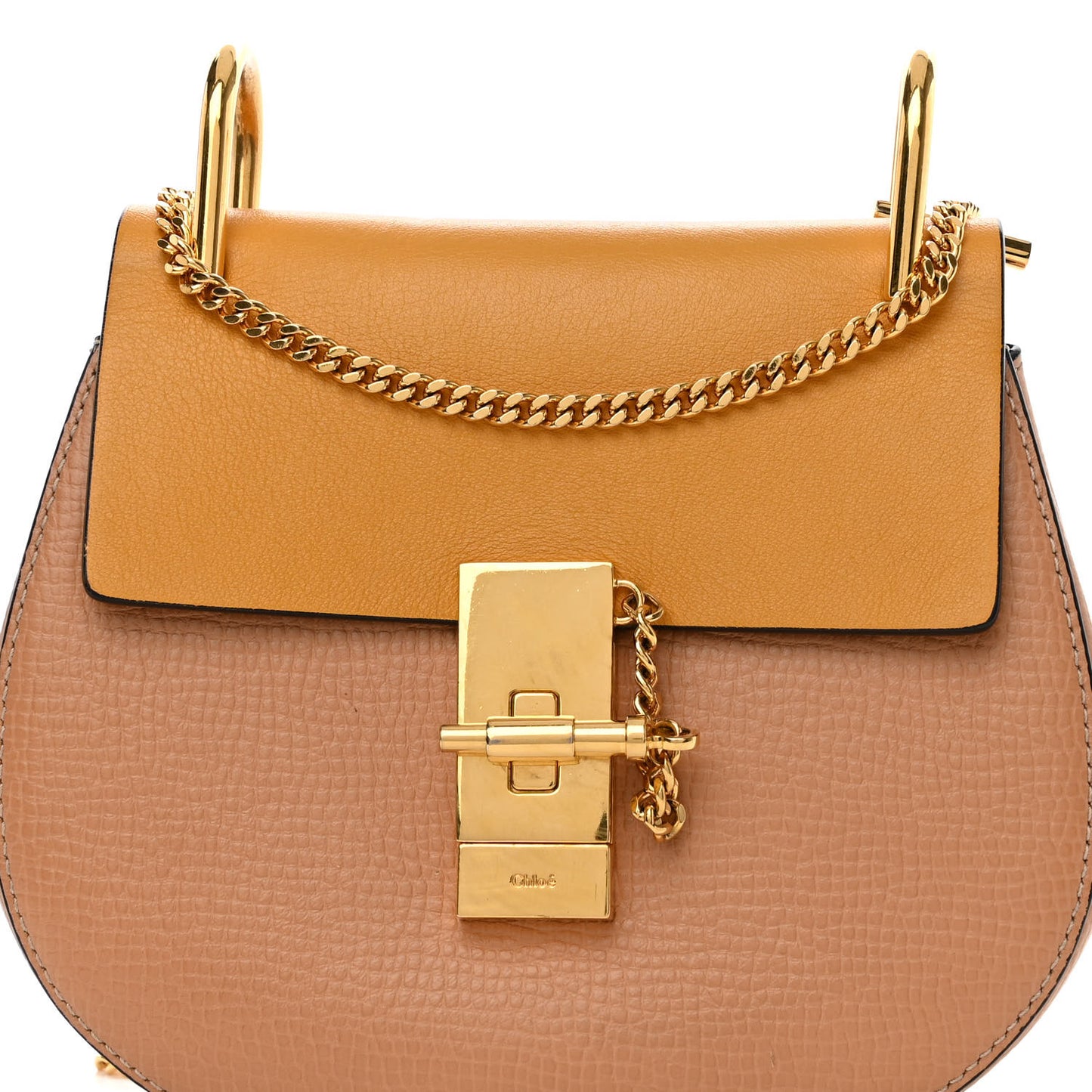 Grained Calfskin Lambskin Mini Drew Shoulder Bag Wet Sand Sunflower