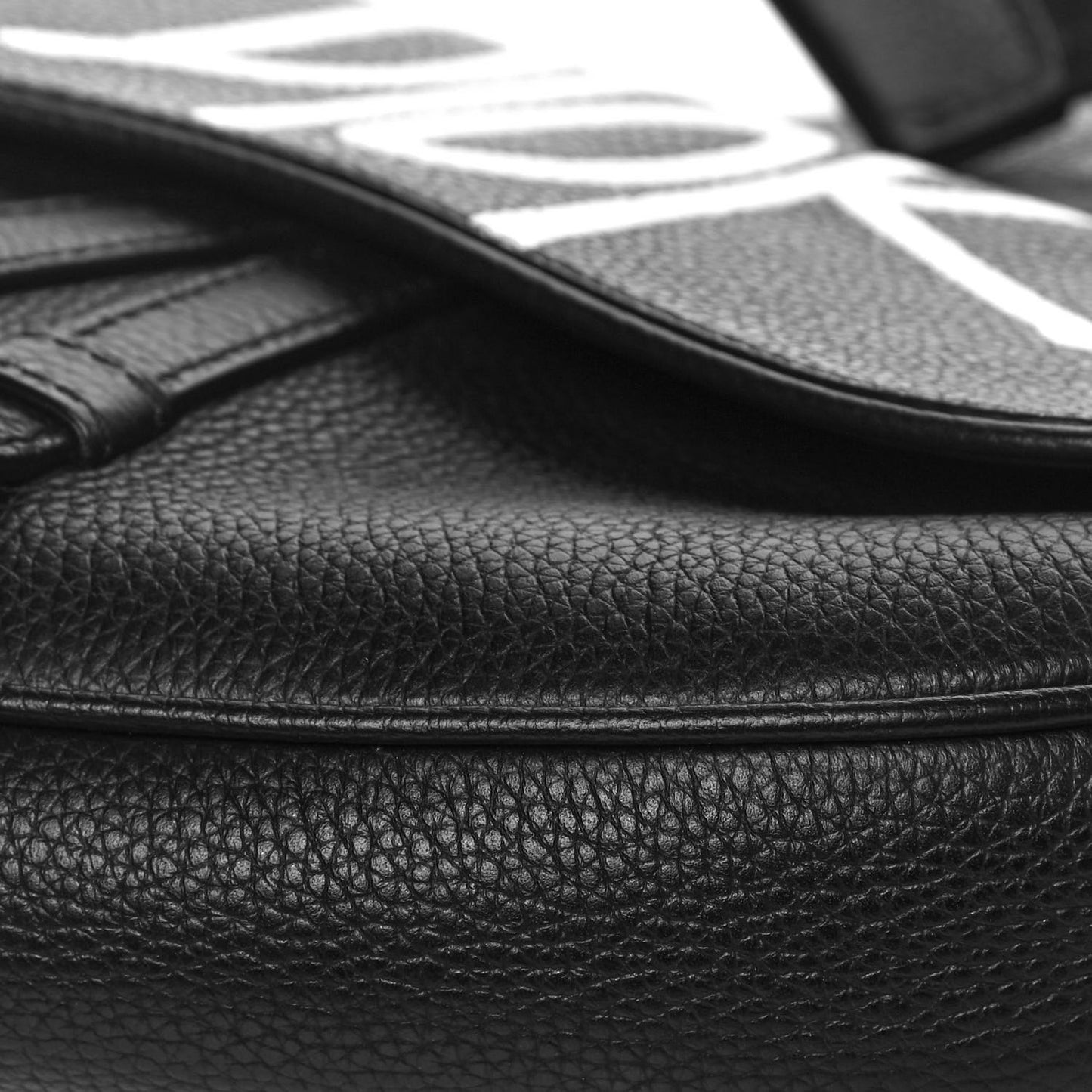 X SHAWN STUSSY Grained Calfskin Saddle Bag Black