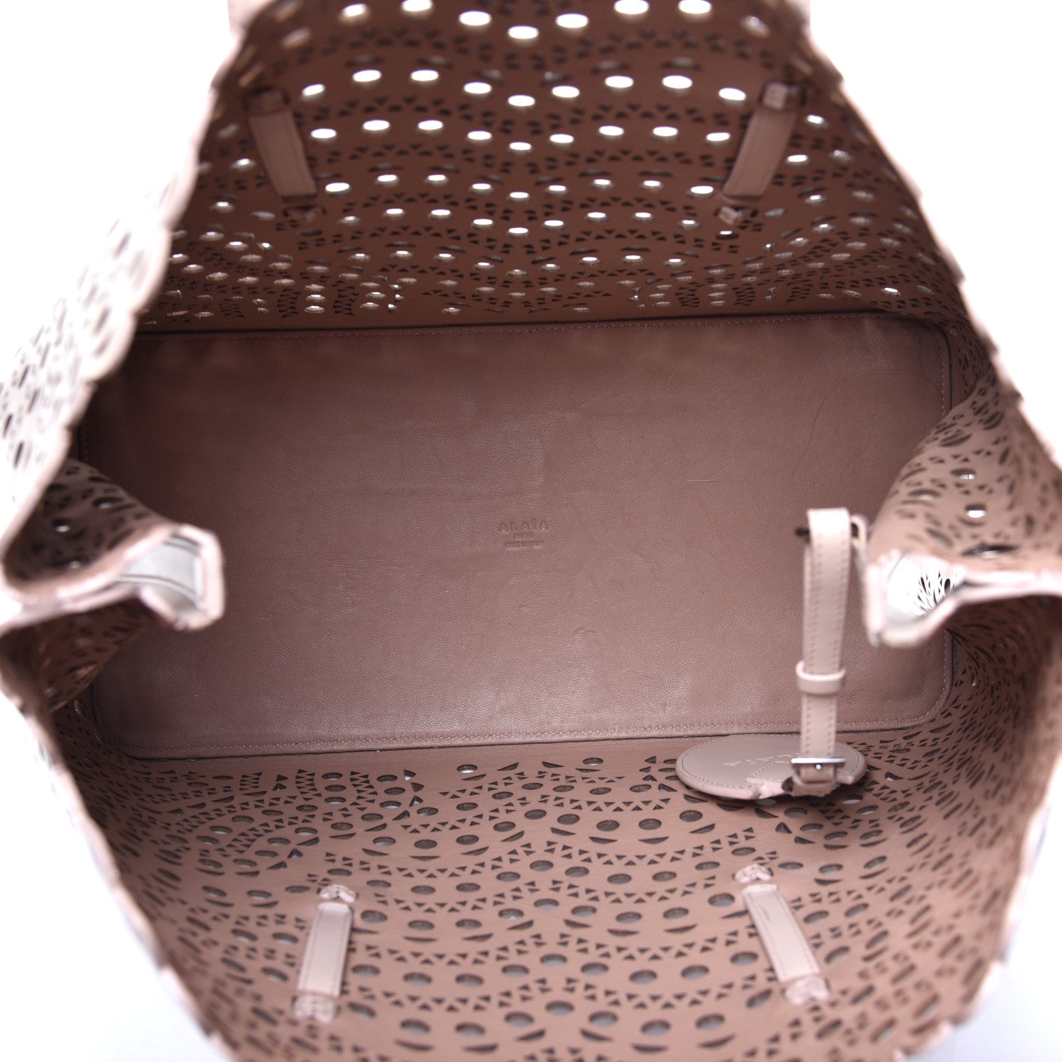 Alaia Calfskin Laser Cut Large Vienne Tote Sable 5 of 8