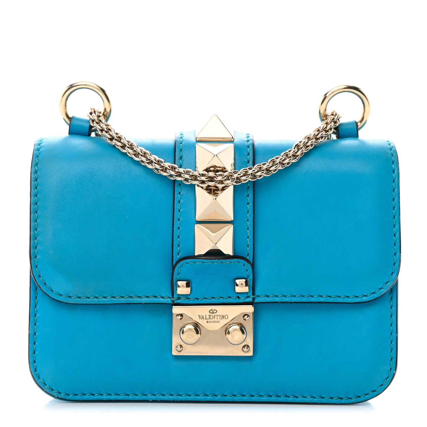 Vitello Mini Glam Lock Rockstud Flap Parrot