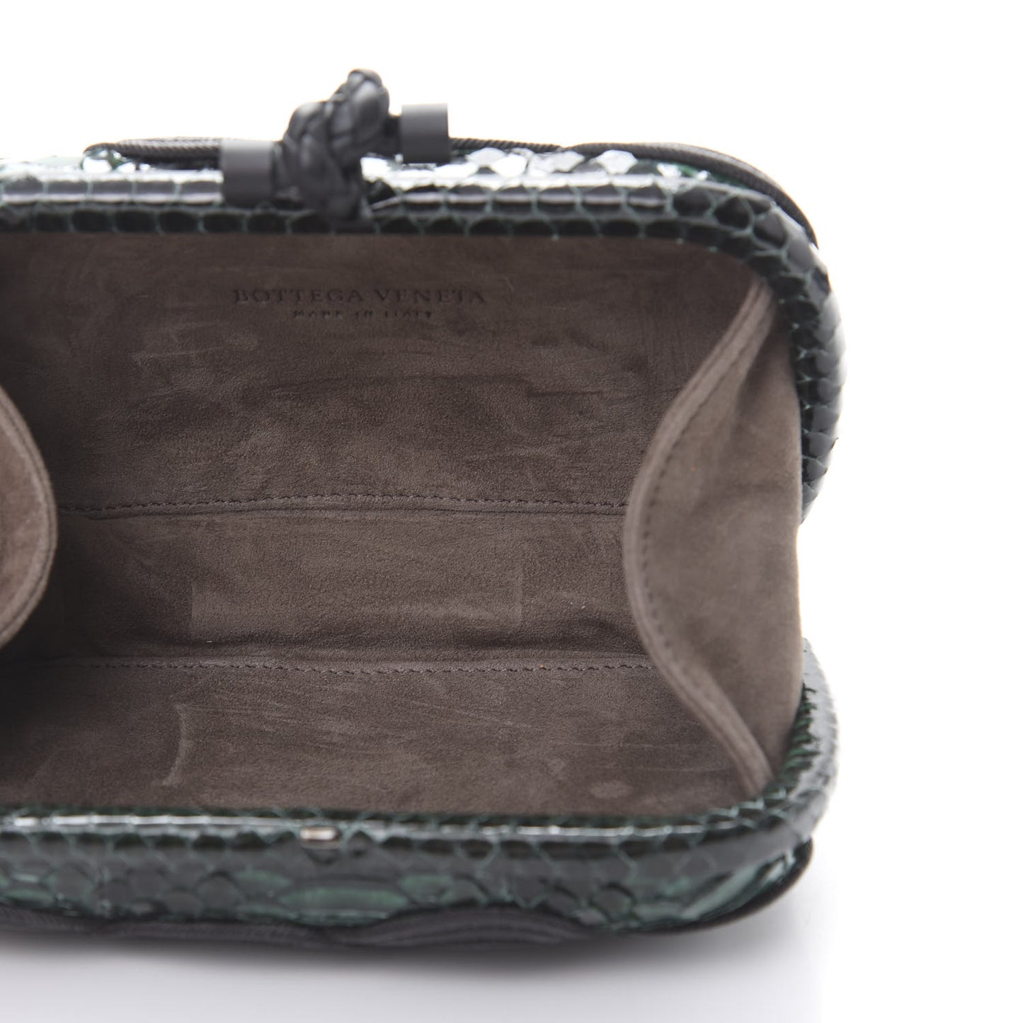 Snakeskin Passamaneria Woven Knot Clutch Emerald
