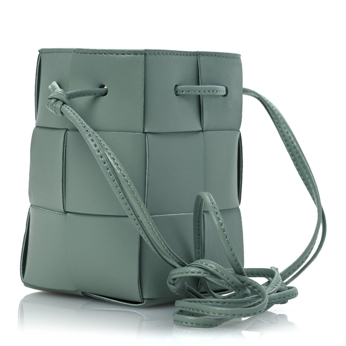 Nappa Maxi Intrecciato Mini Cassette Bucket Bag New Sauge