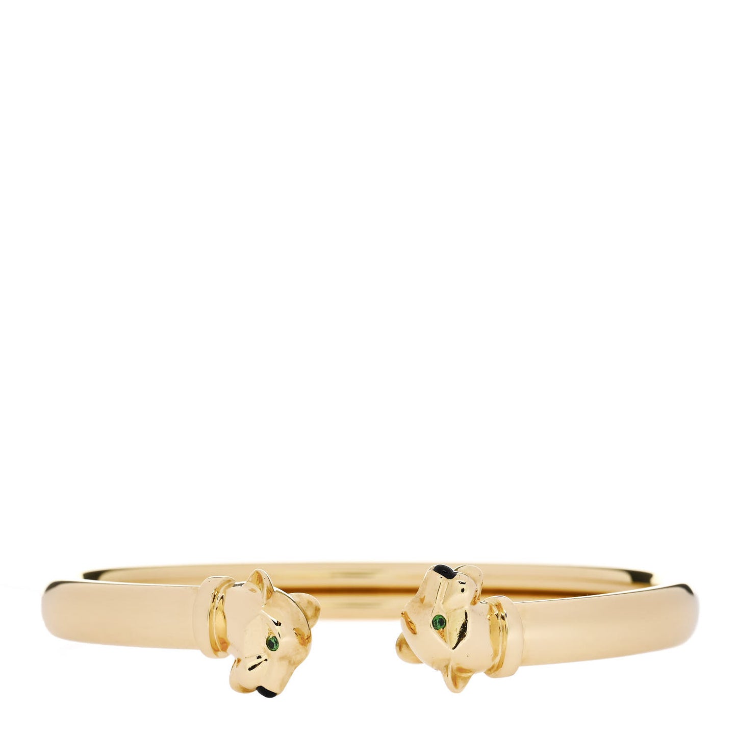 18K Yellow Gold Tsavorite Garnet Onyx Panthere De Cartier Cuff Bracelet 17