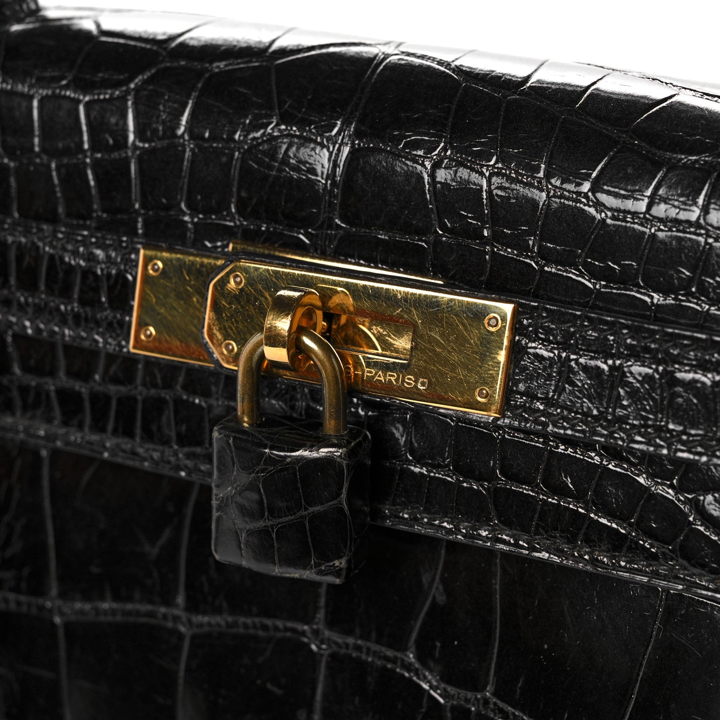 Shiny Alligator Kelly Sellier 28 Black