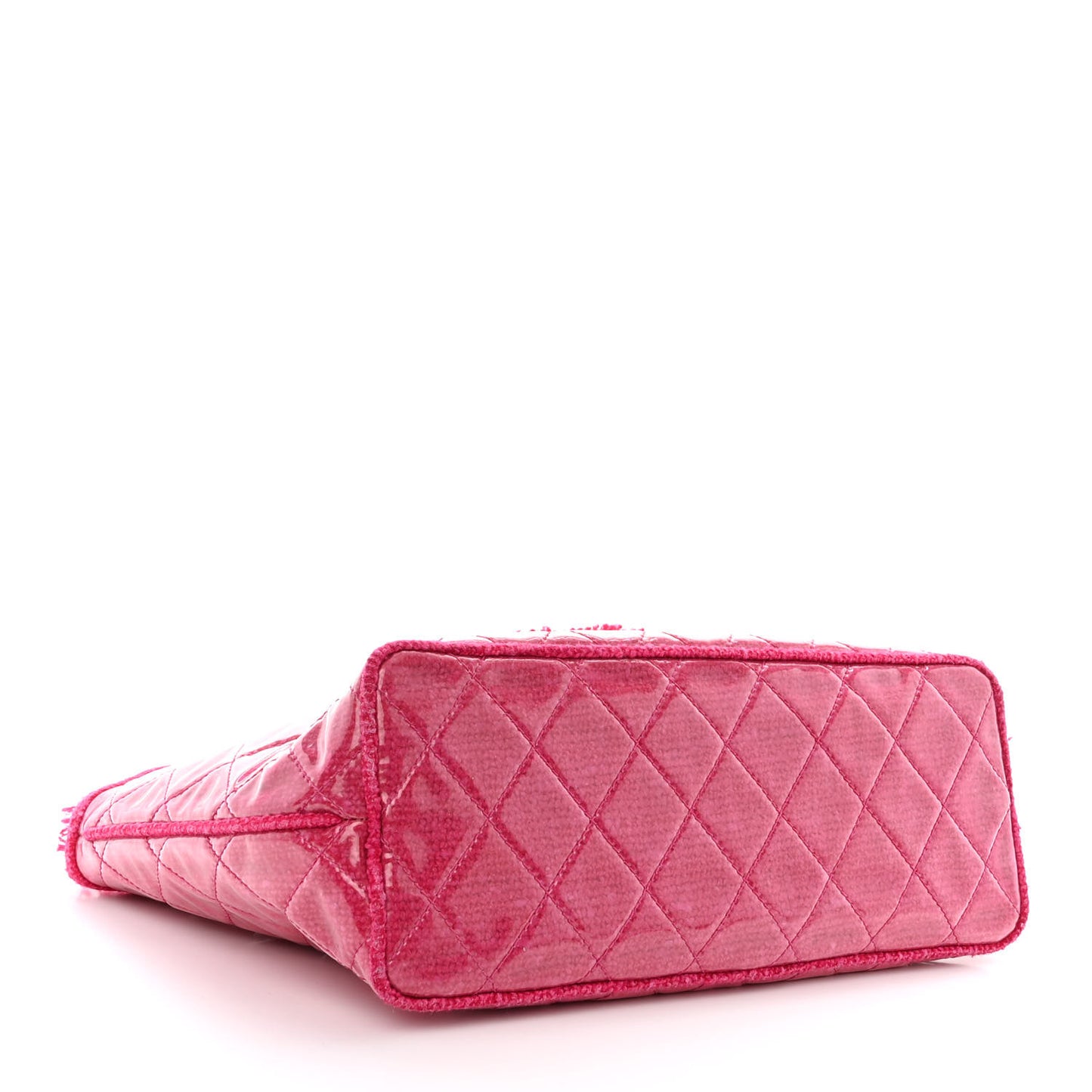 Vinyl Quilted Funny Tweed Tote Fuchsia