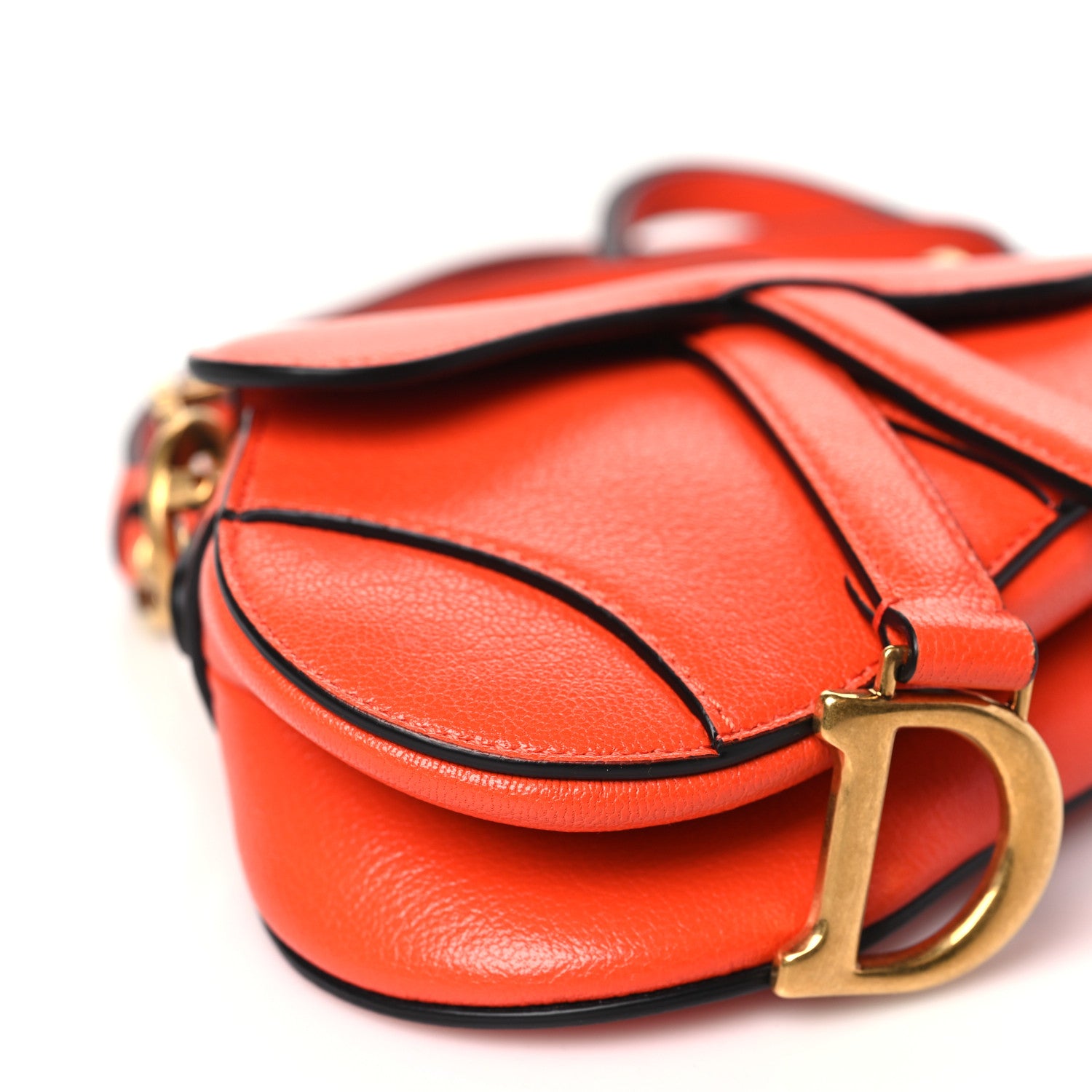 Christian Dior Goatskin Micro Saddle Bag With Strap Bright Orange 9 of 10
