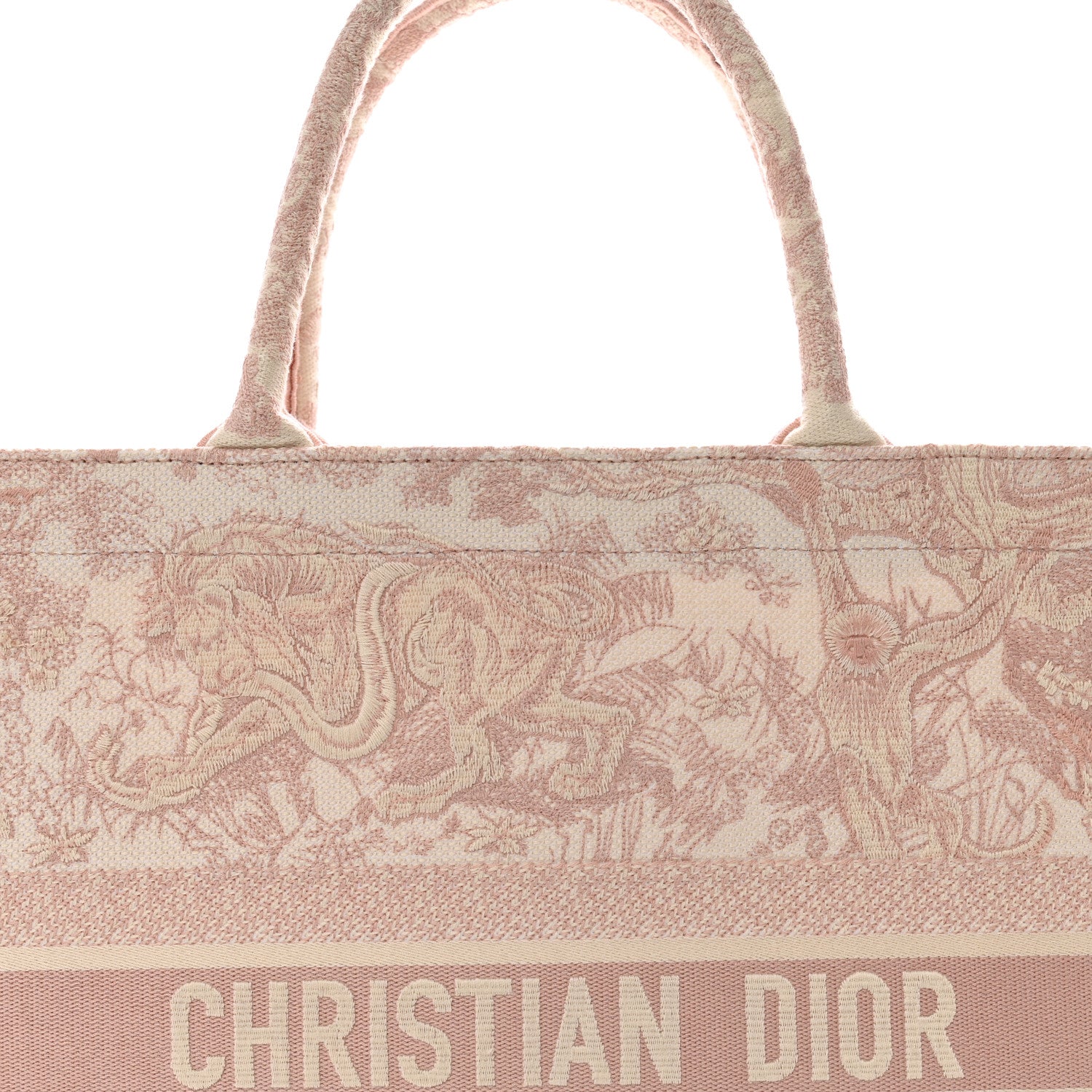 Christian Dior Canvas Toile De Jouy Embroidered Large Book Tote Pink 8 of 10