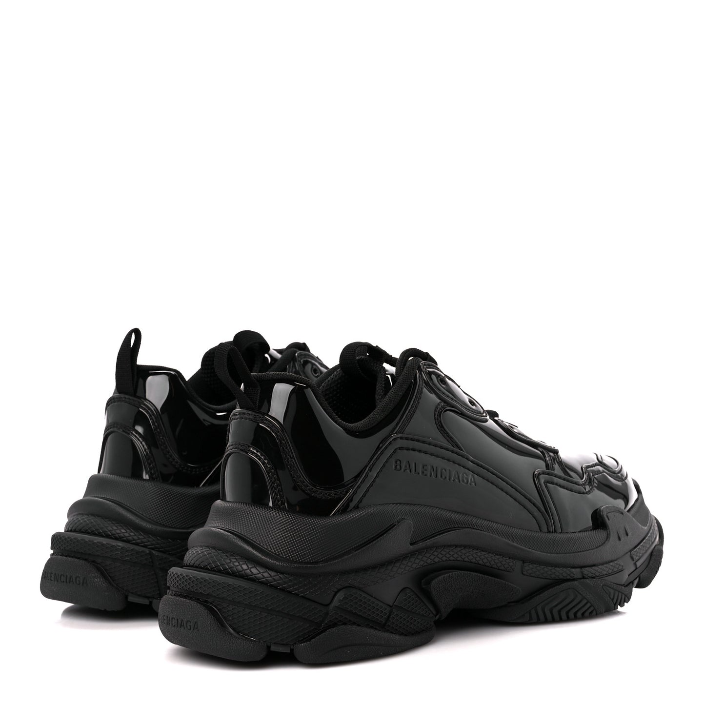 Shiny Rubber Mens Triple S Sneakers 42 Black