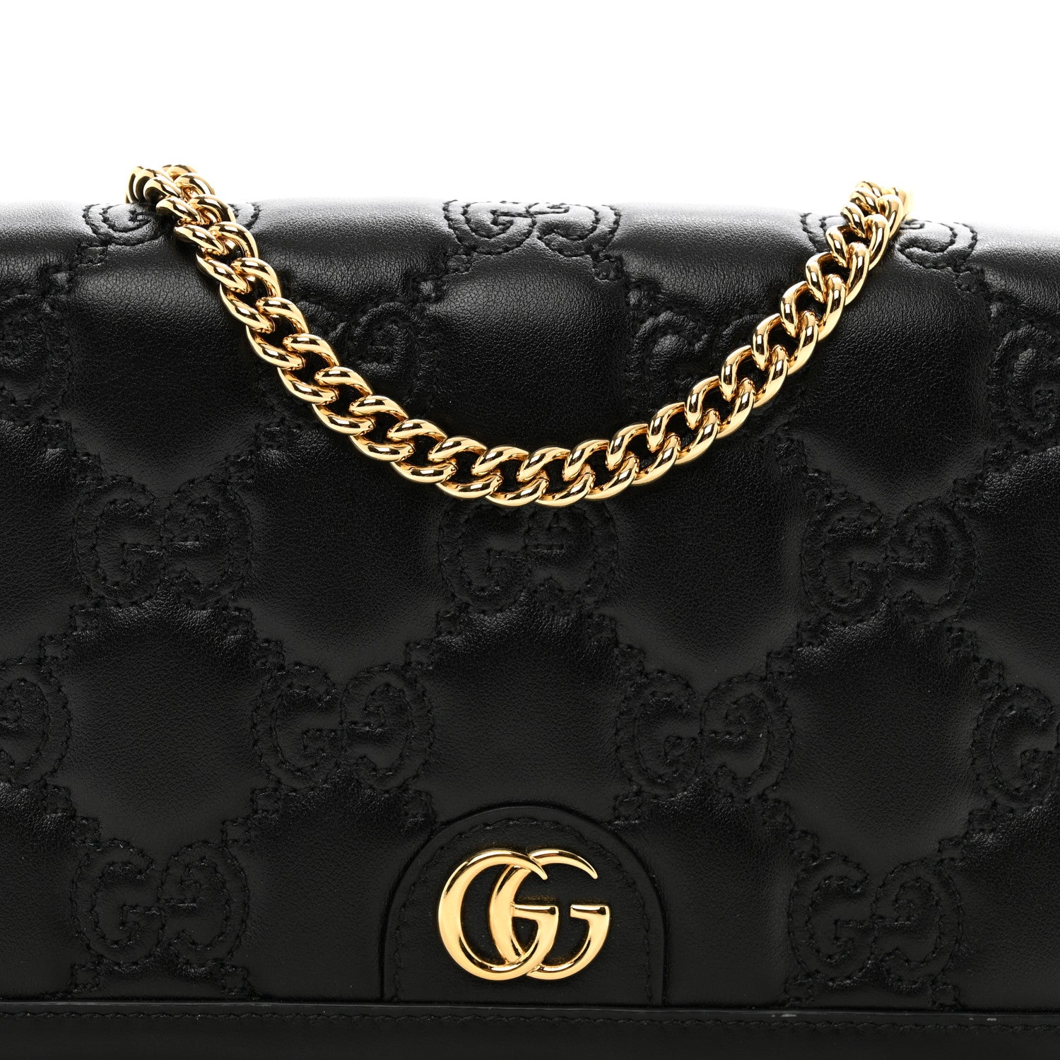 Gucci Calfskin GG Matelasse Chain Wallet Black 5 of 9