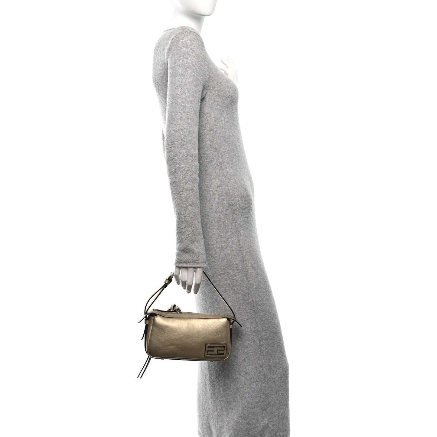Vitello Laminato Mini Simply Fendi Shoulder Bag Platino