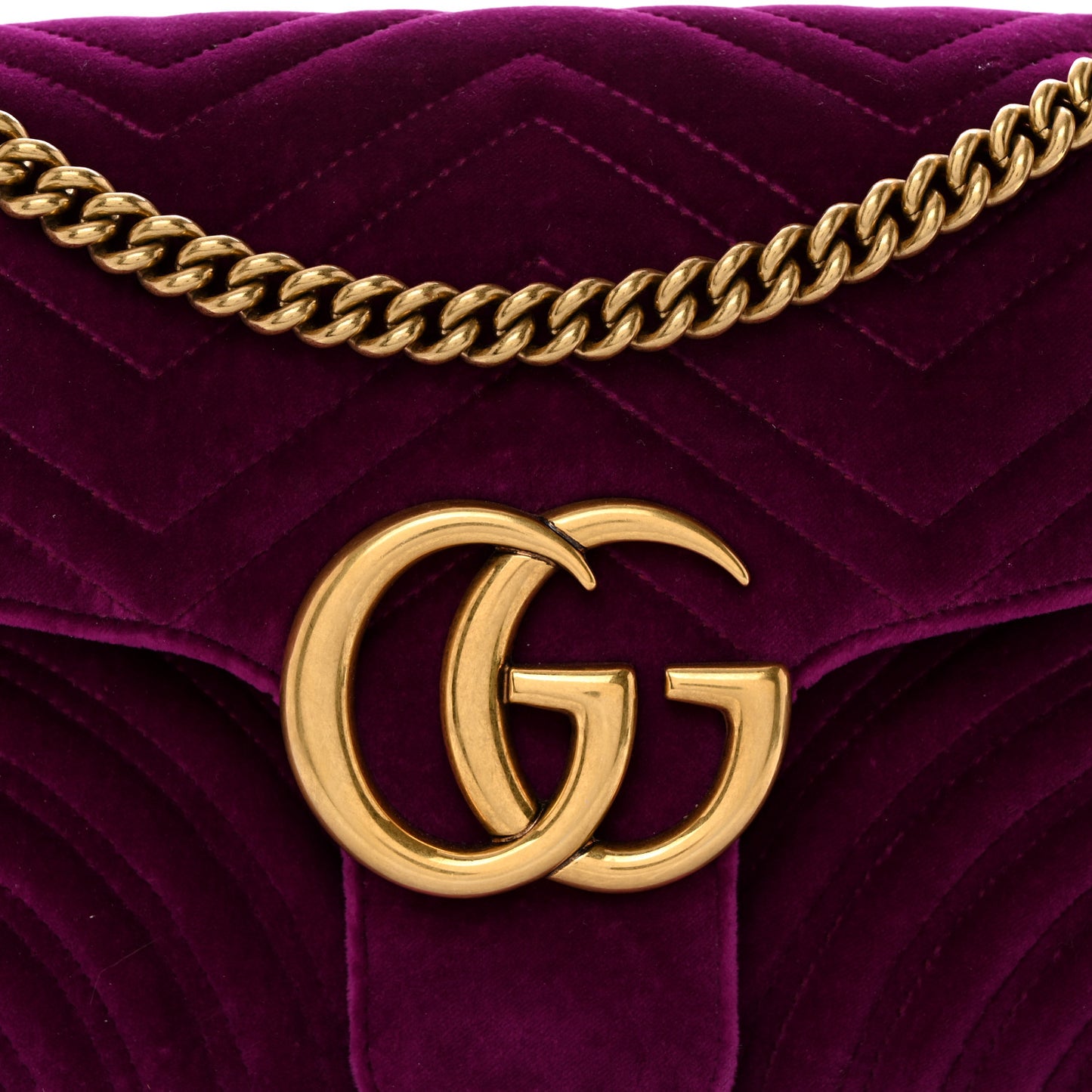 Velvet Matelasse Medium GG Marmont Shoulder Bag Fuchsia Violet Cyclamen