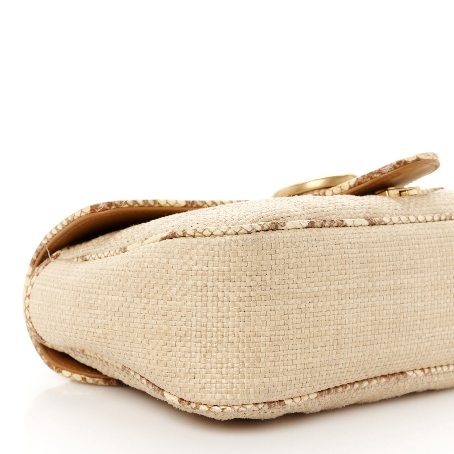 Gucci Raffia Elaphe Matelasse Small GG Marmont Shoulder Bag Natural Cream Brown 9 of 10