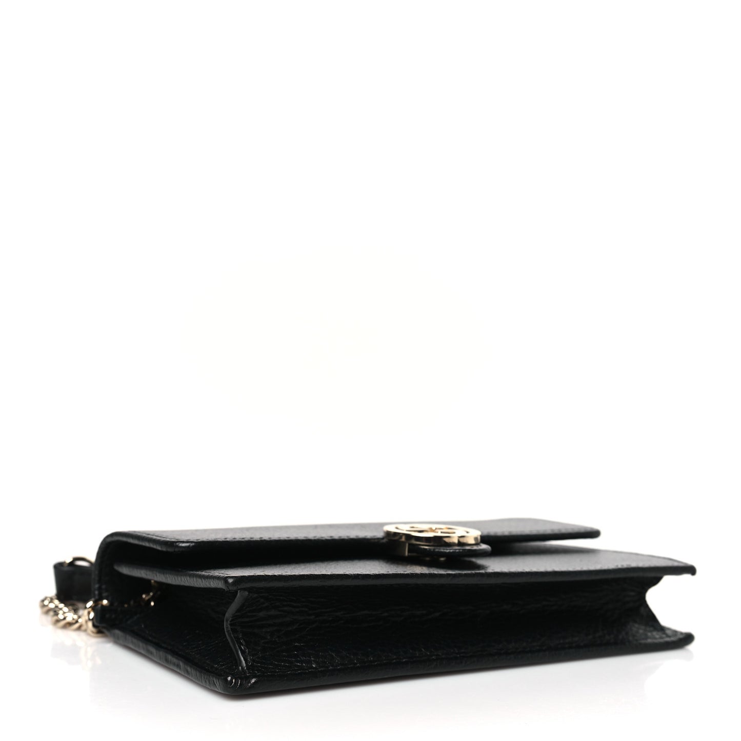 Dollar Calfskin Interlocking G Chain Wallet Black
