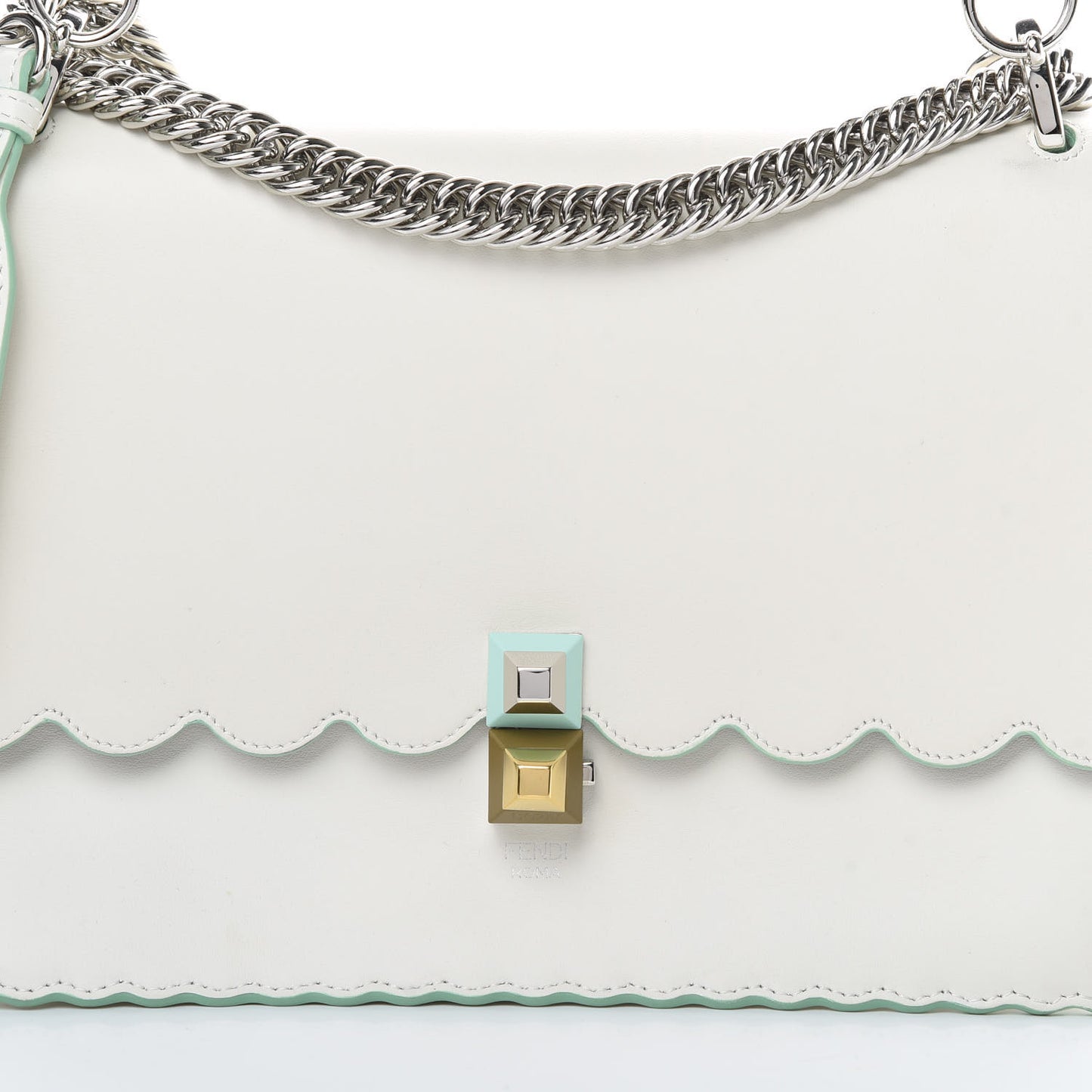 Vitello Baltico Scalloped Studded Kan I Shoulder Bag Bianco