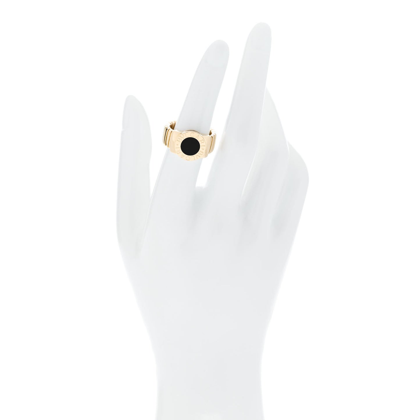 18K Yellow Gold Black Onyx Tubogas Ring 52 6