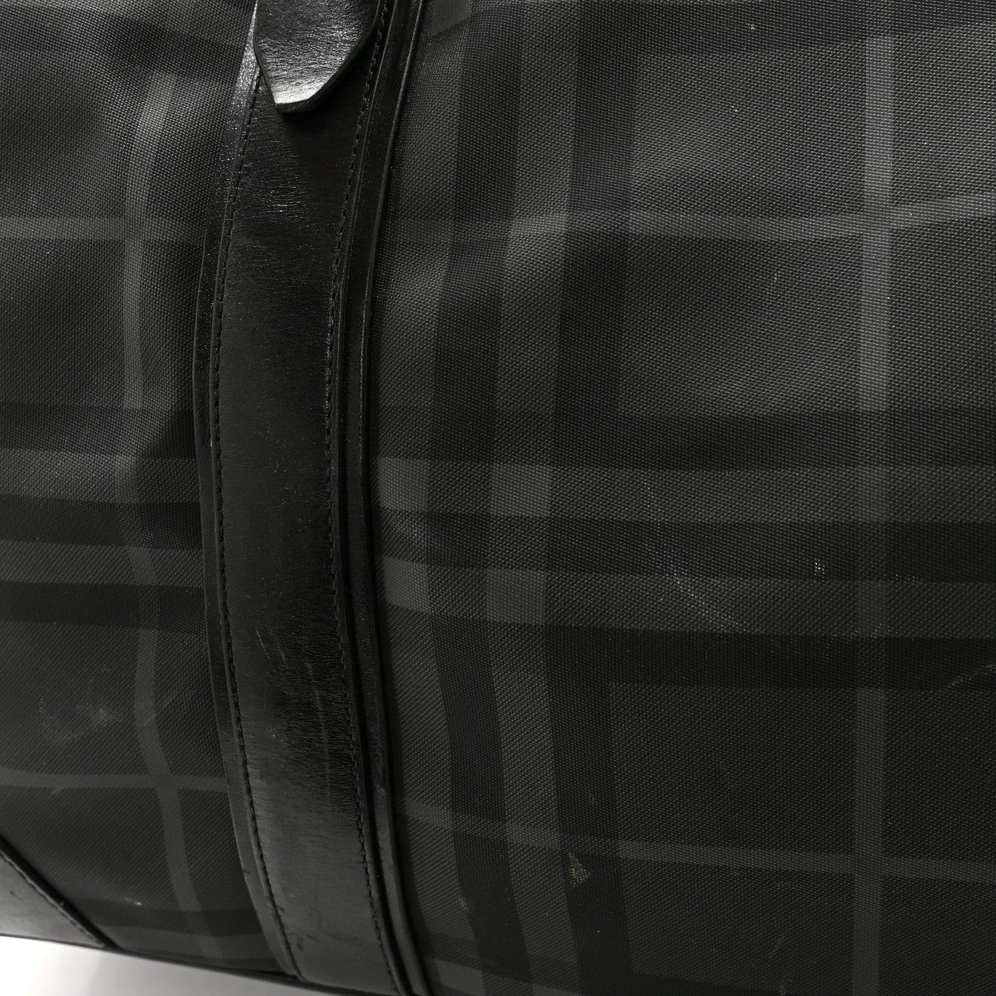 Nylon Smoked Check Weekend Duffle Bag Black