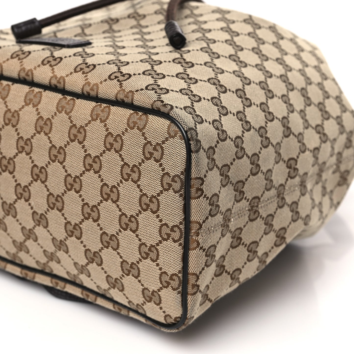 Monogram Dollar Calfskin O Drawstring Backpack Beige Ebony Testa di Moro Dark Chocolate