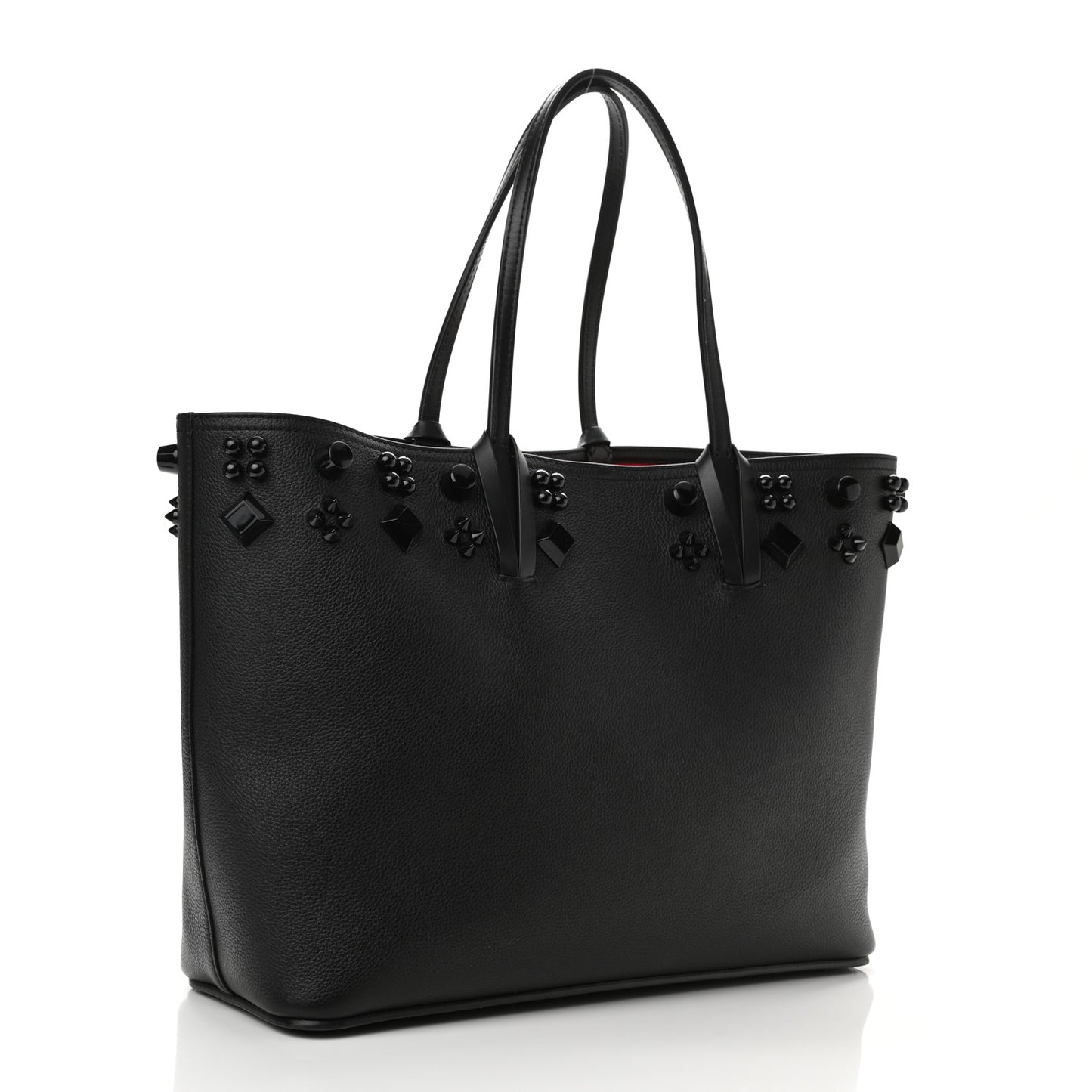 Calfskin Empire Spike Studded East West Cabata Tote Black