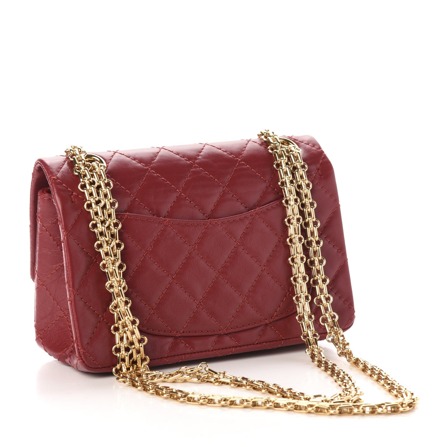 Aged Calfskin Quilted 2.55 Reissue Mini Flap Red