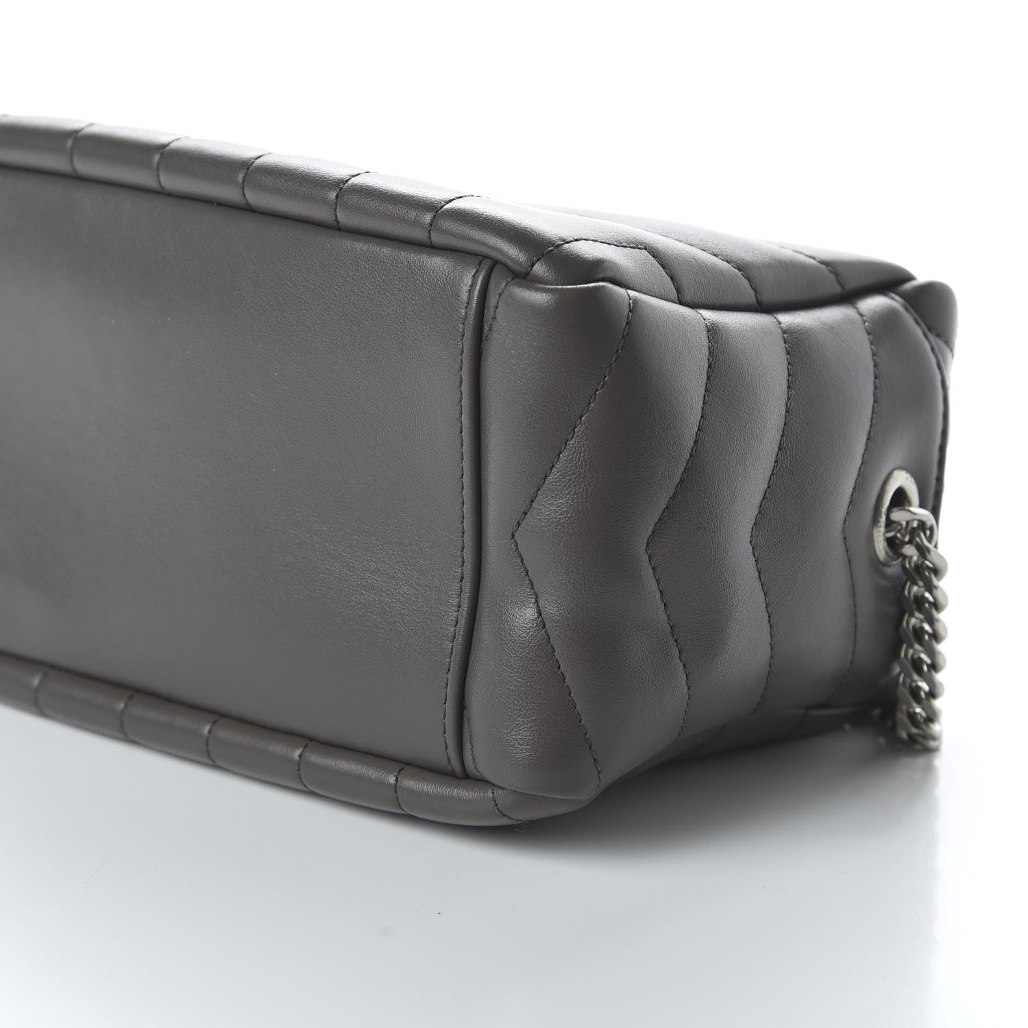 Saint Laurent Calfskin Y Quilted Monogram Small Loulou Bowling Bag Earth 7 of 9