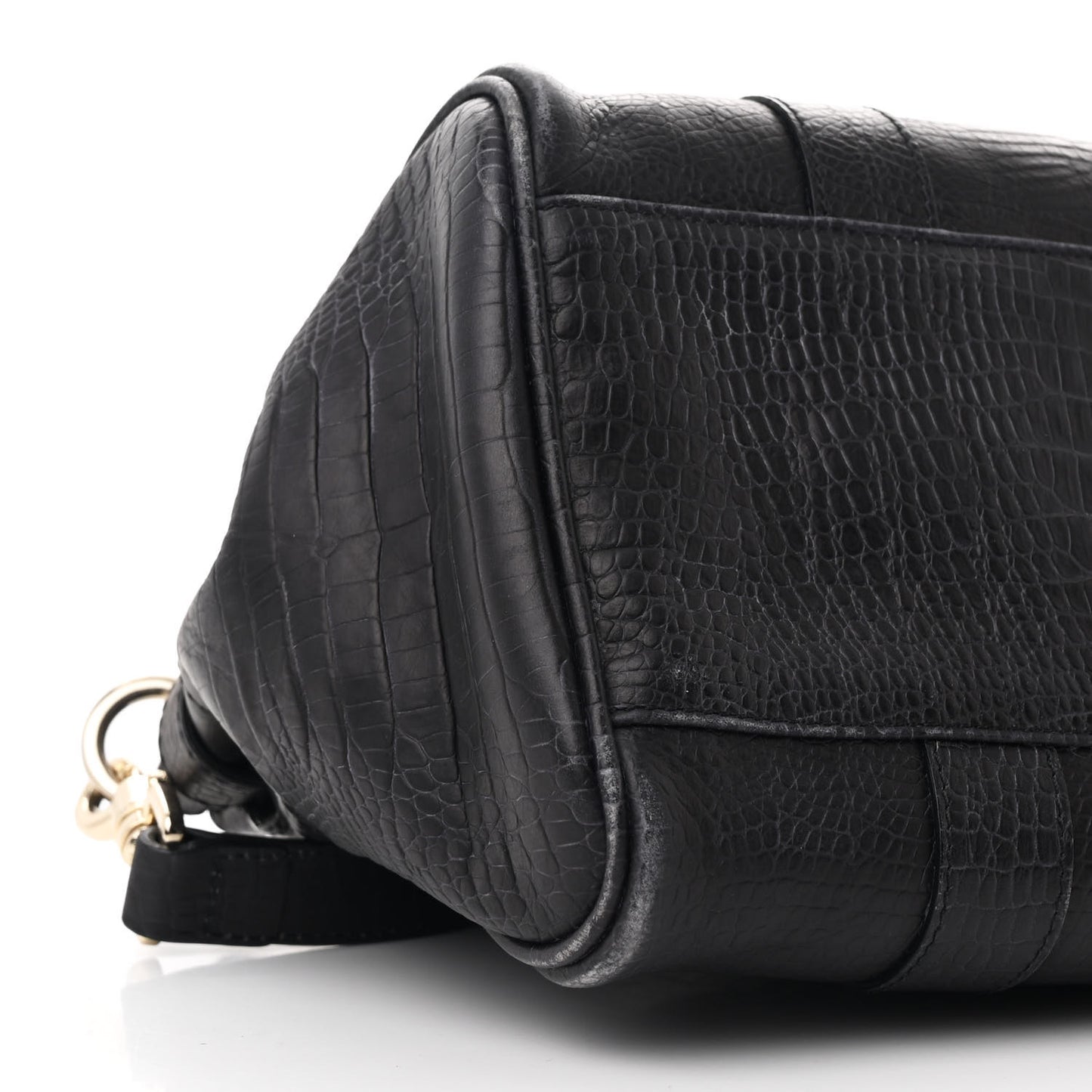 Calfskin Crocodile Embossed Small Bayswater Satchel Black