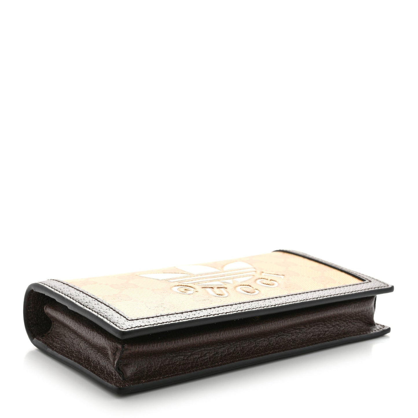X ADIDAS Monogram Trefoil Embossed Wallet On Chain Brown