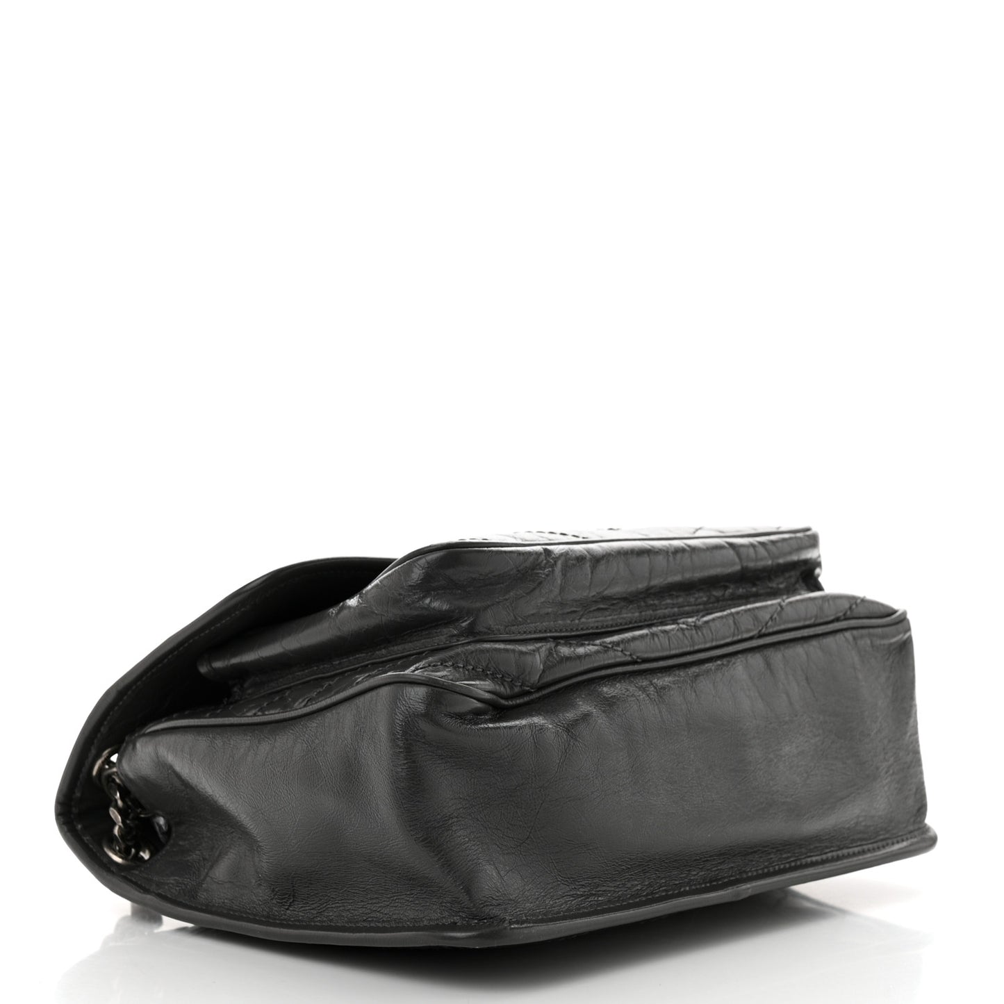 Crinkled Calfskin Matelasse Monogram Medium Niki Chain Satchel Fog