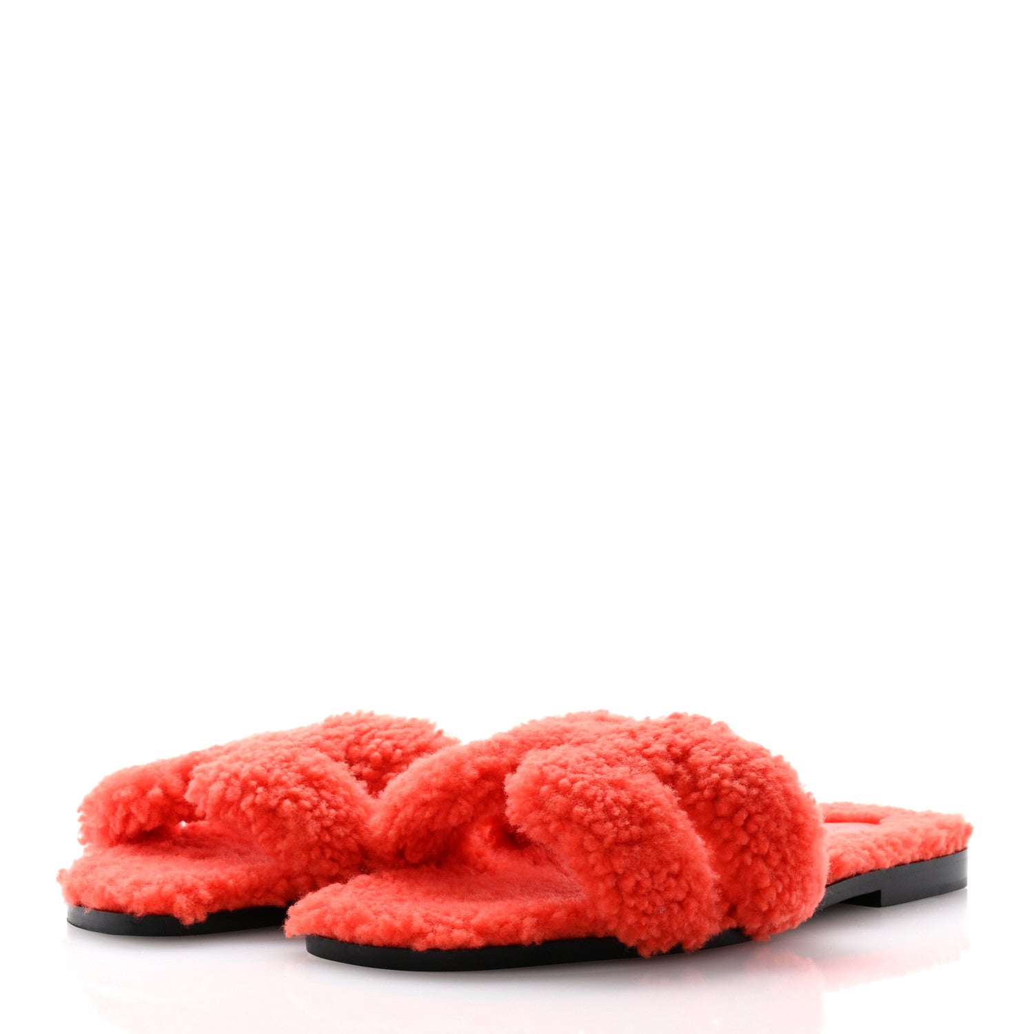 Hermes Woolskin Oran Sandals 39 Orange 4 of 7
