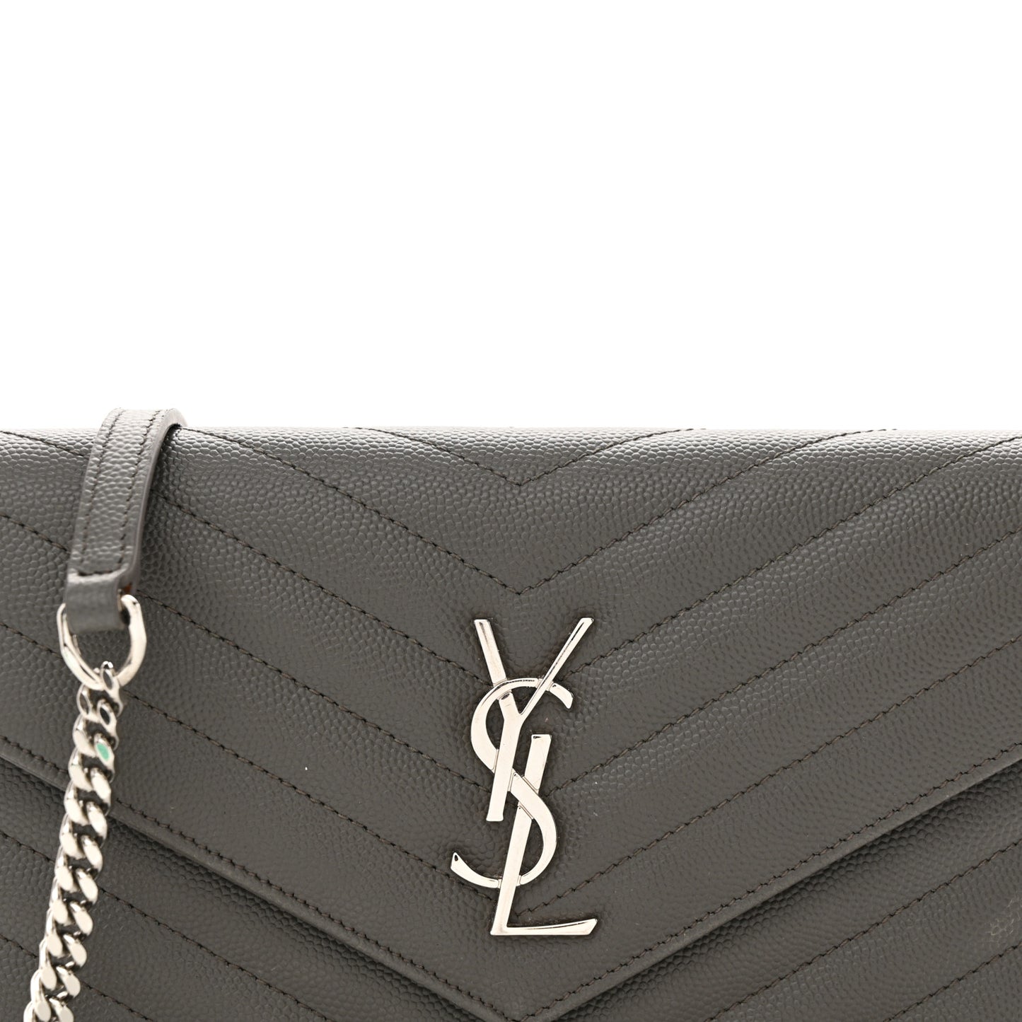 Grain De Poudre Matelasse Chevron Monogram Envelope Chain Wallet Earth