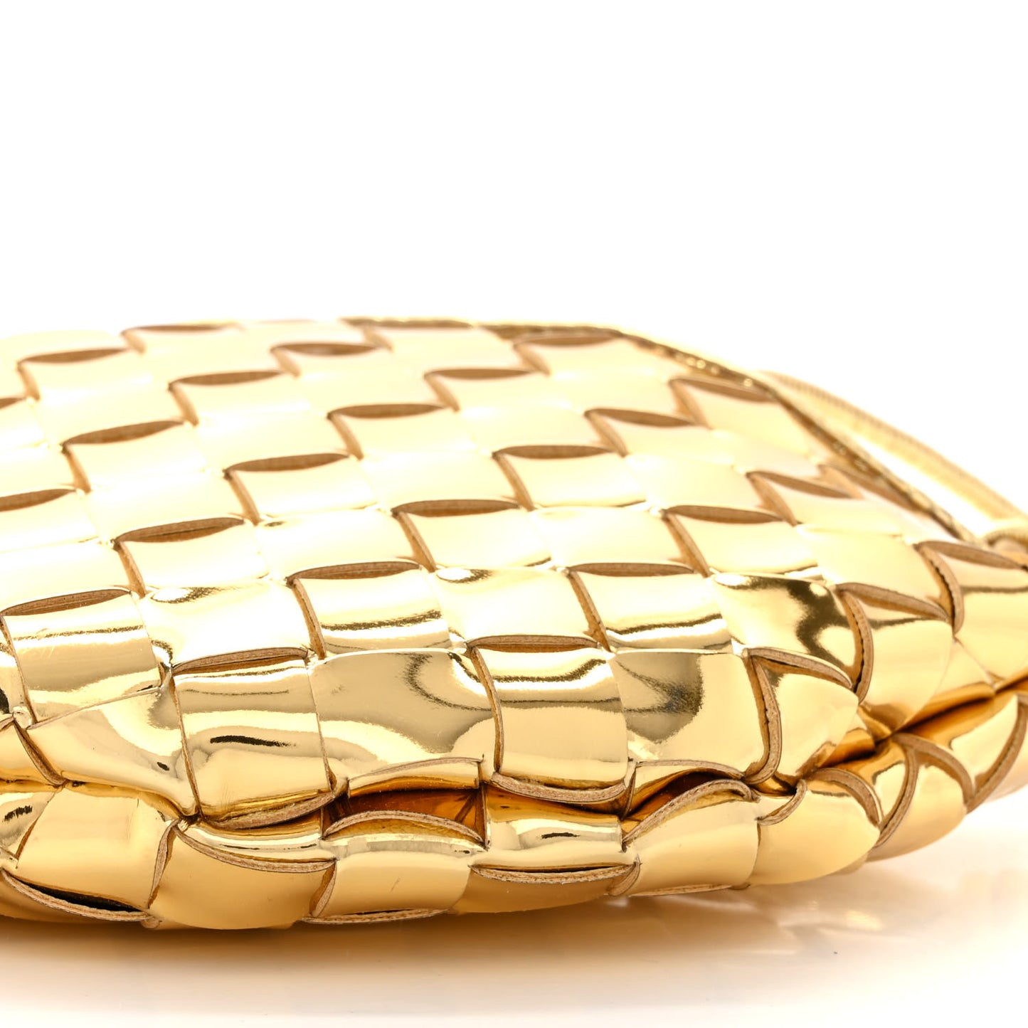 Mirror Laminated Nappa Intrecciato Mini Sardine Bag Gold