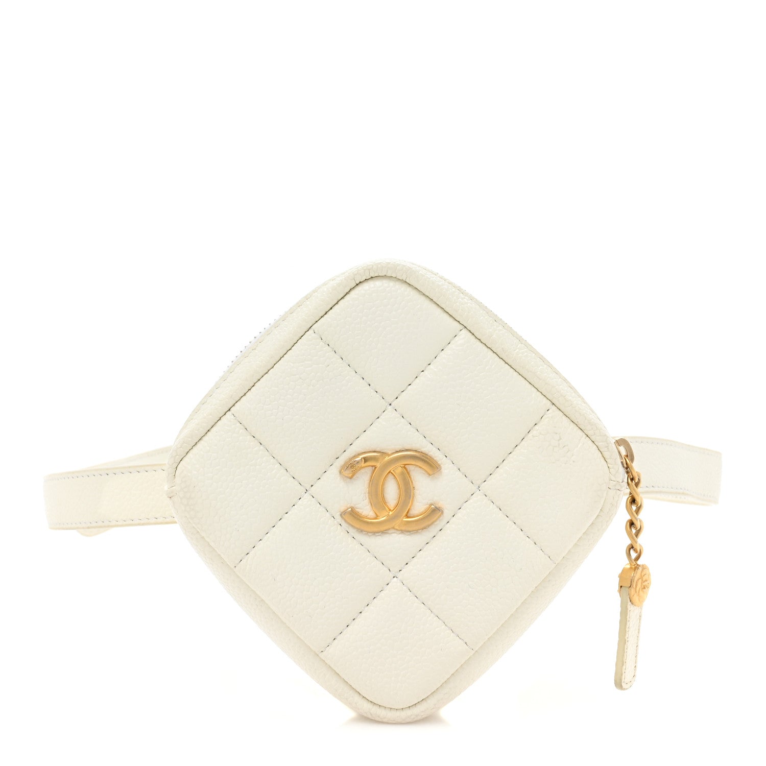 Chanel Caviar Quilted Diamond Belt Bag White 2 of 10