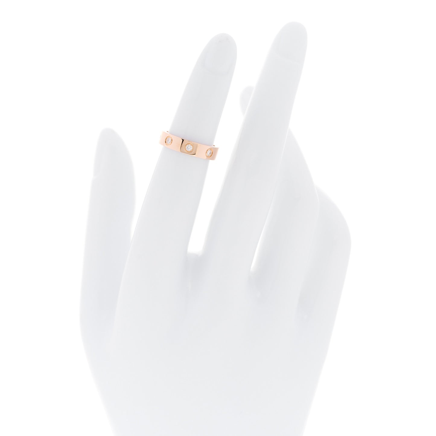 18K Pink Gold 8 Diamond 4mm LOVE Wedding Band Ring 46 3.75
