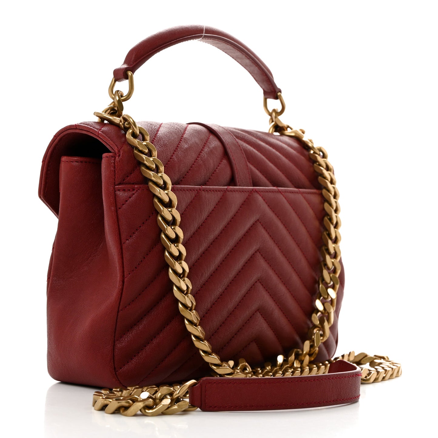 Sheepskin Matelasse Chevron Monogram Medium College Bag Opyum Red