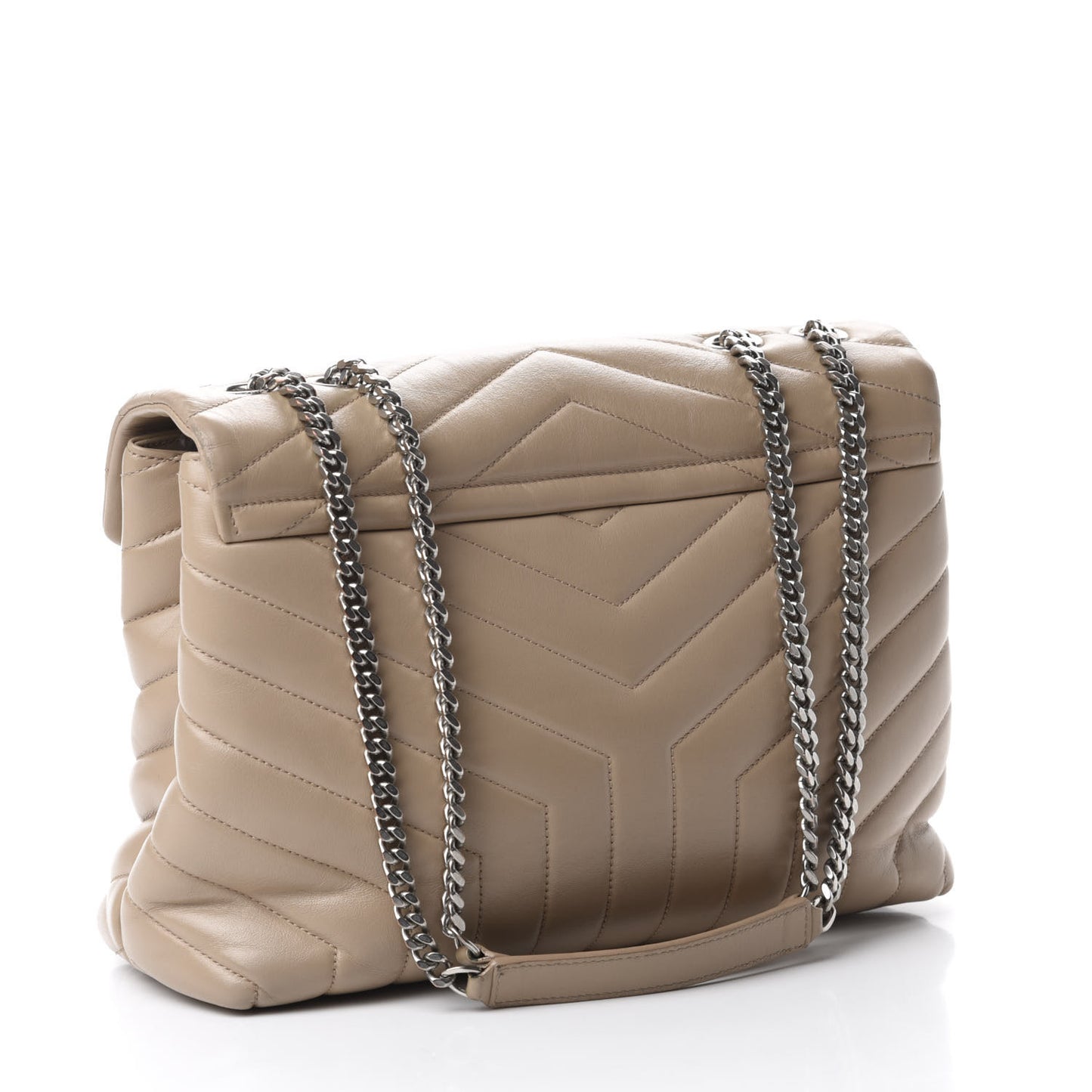 Calfskin Y Quilted Monogram Medium Loulou Chain Satchel Dark Beige