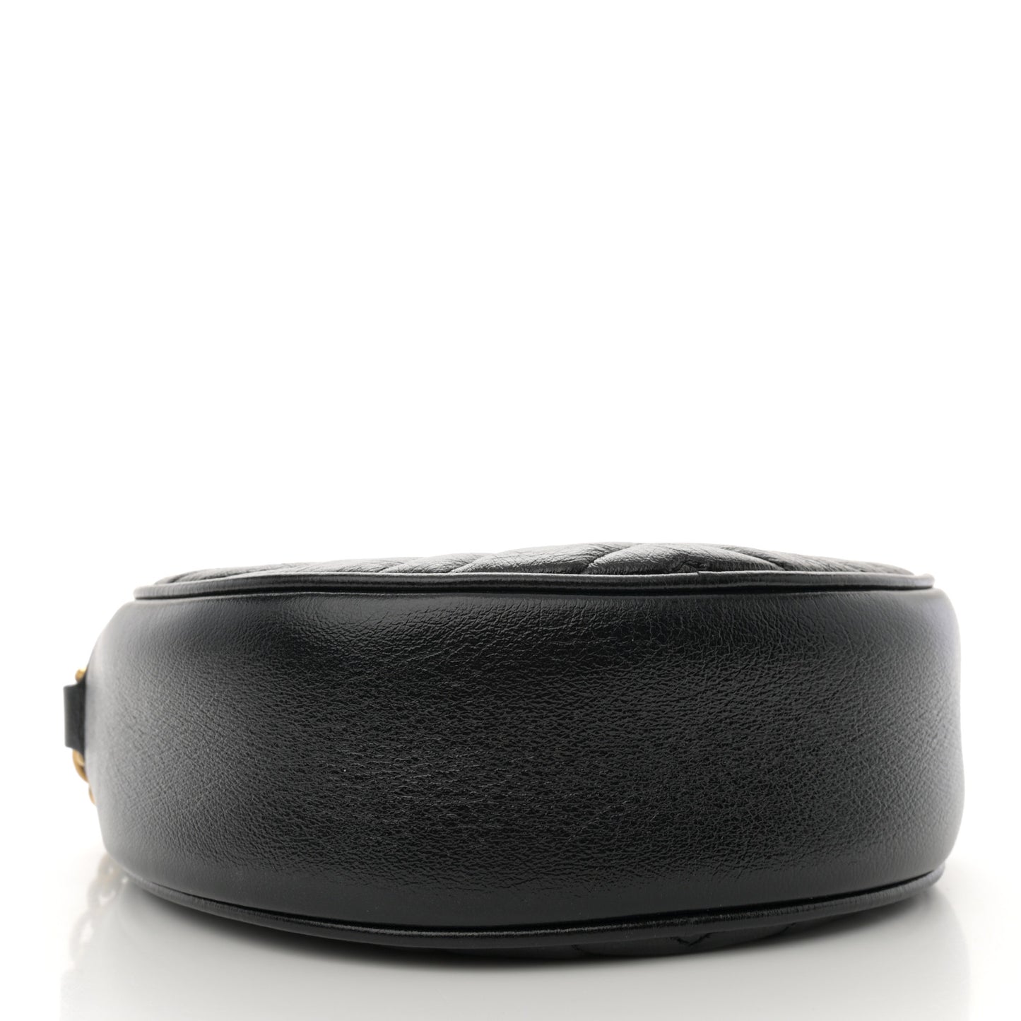 Azalea Calfskin Matelasse Heart Mini GG Marmont Round Shoulder Bag Black